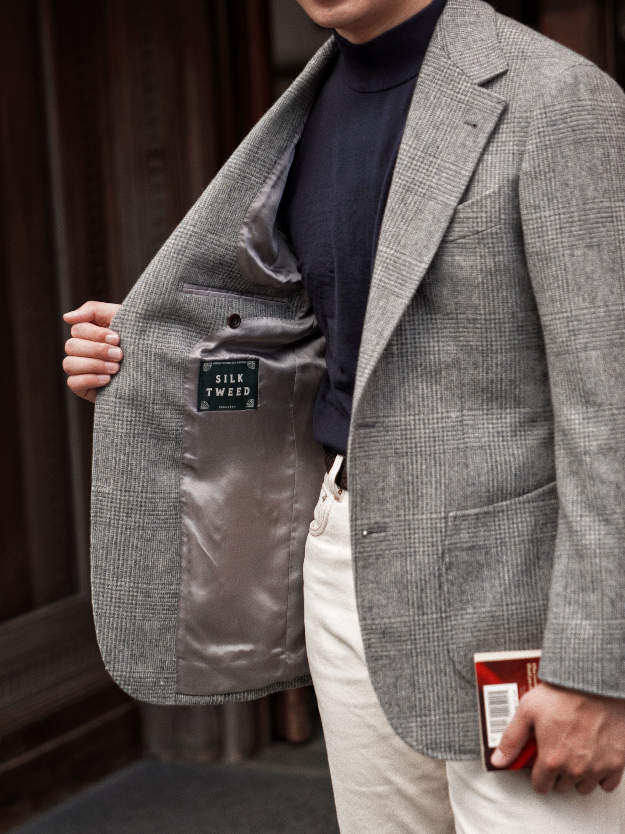 Grey Glen Check Wool Silk Tweed Jacket #929