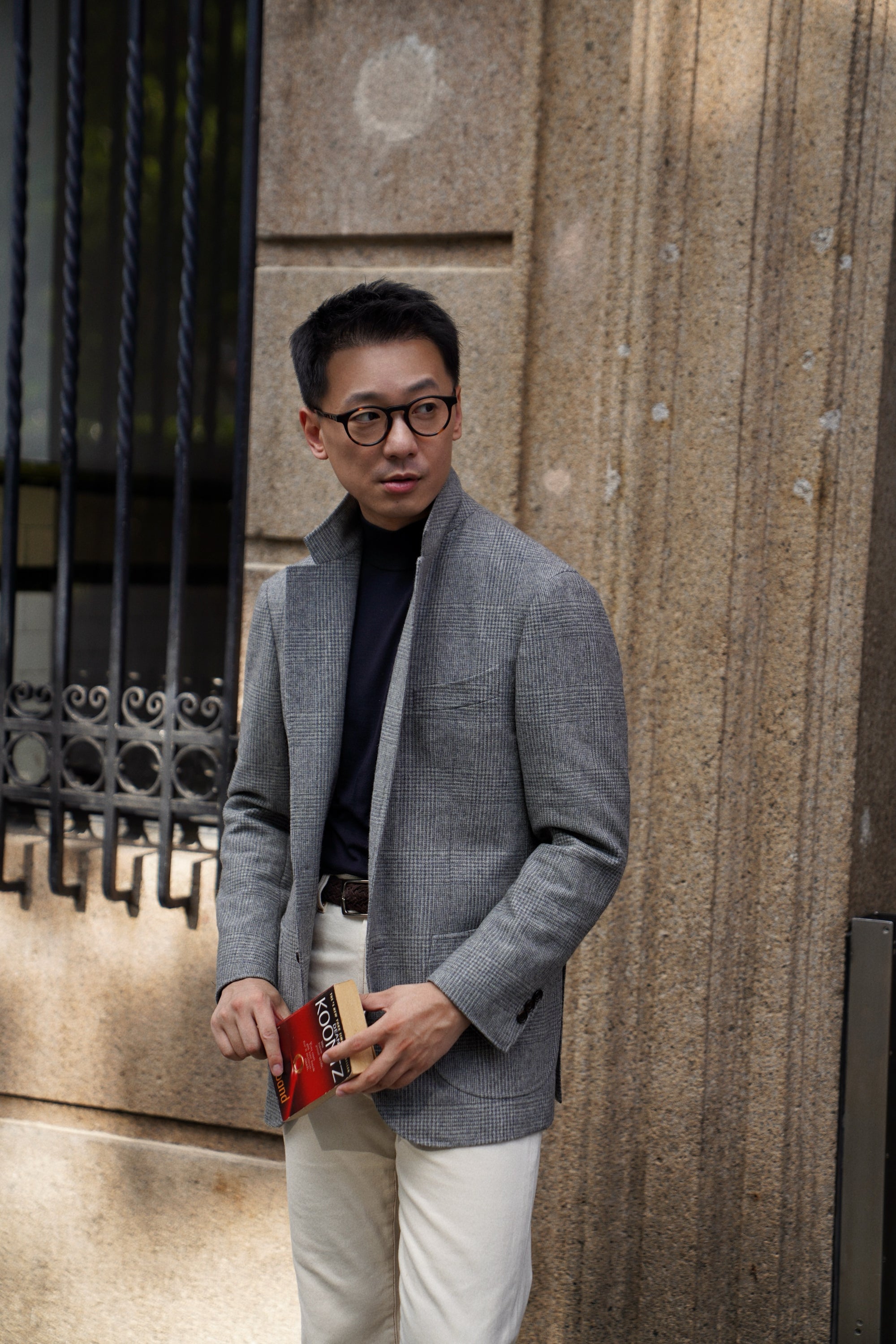Grey Glen Check Wool Silk Tweed Jacket #929