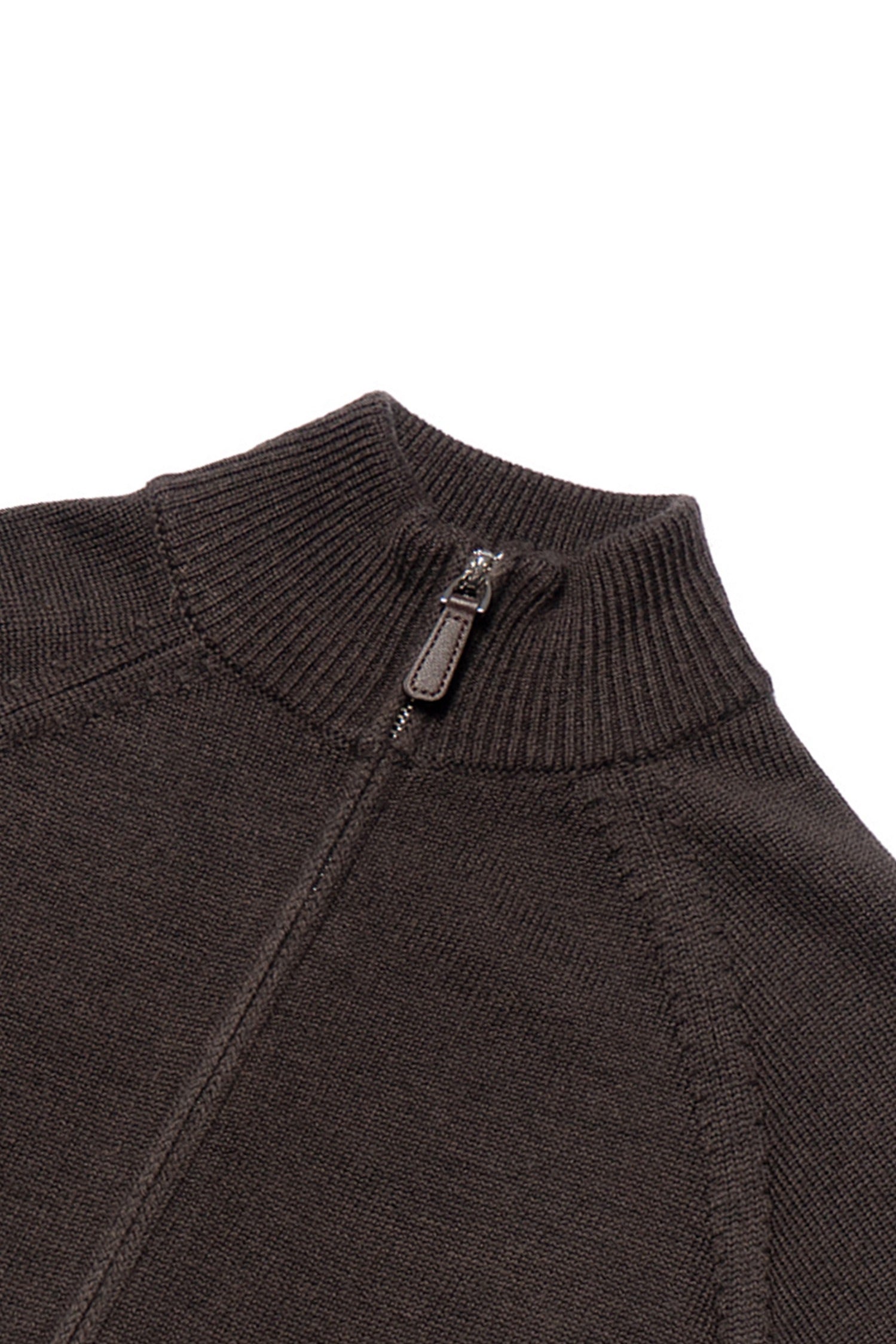Brown 17 Micron Wool Zip Cardigan