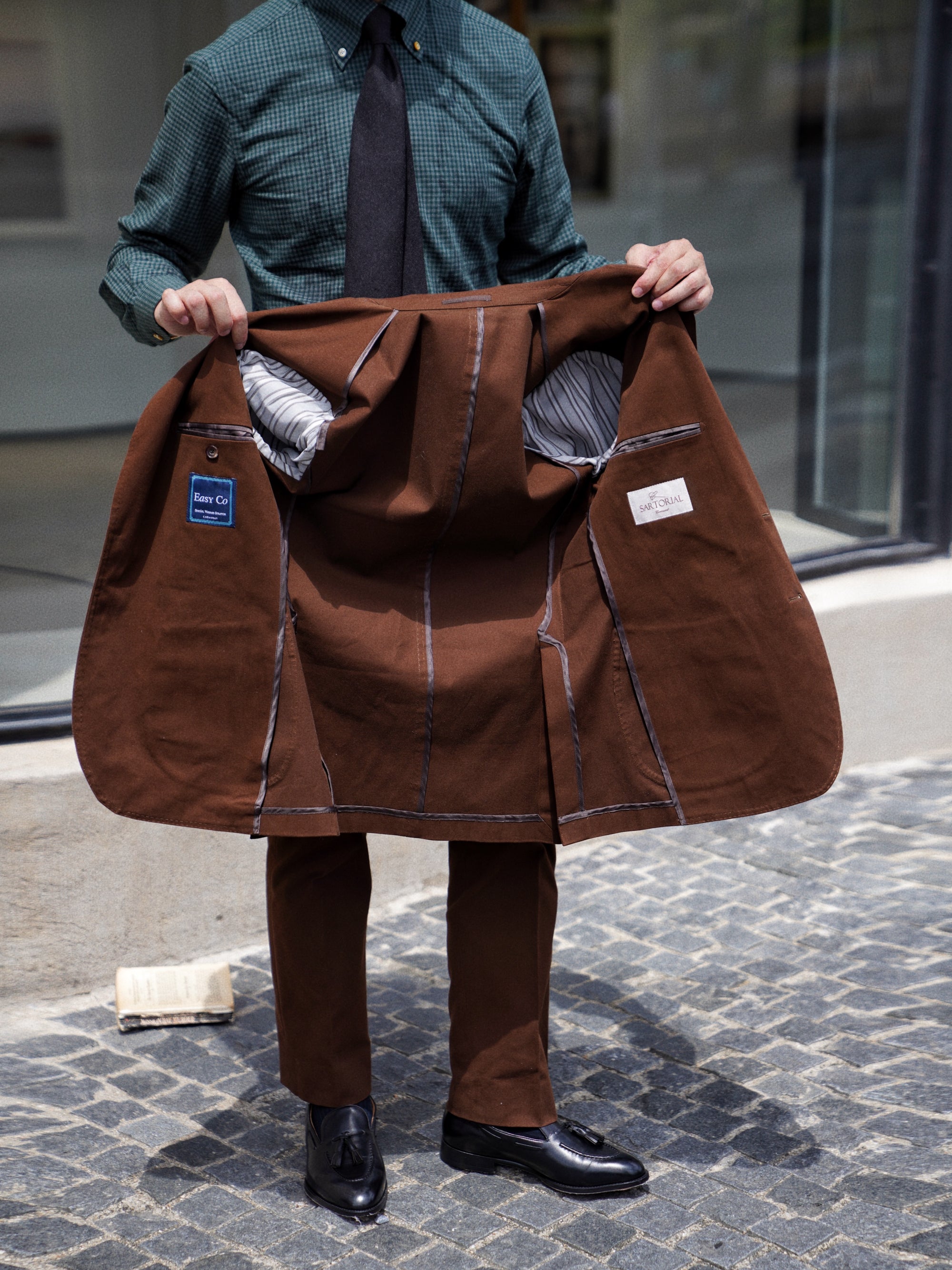 Brown Cotton Blending Suit #944
