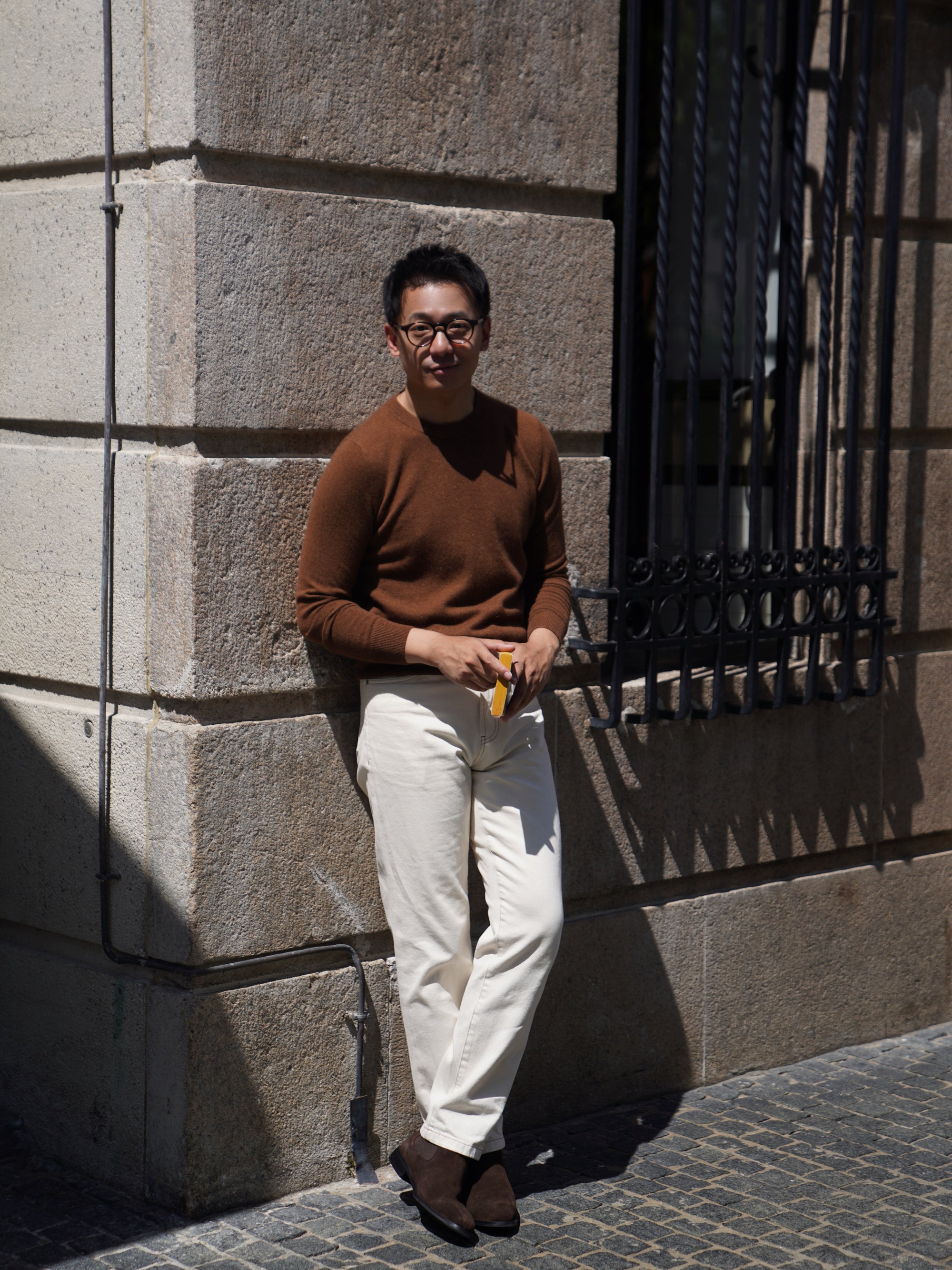 Camel / Brown Cashmere Crew Neck Jumper
