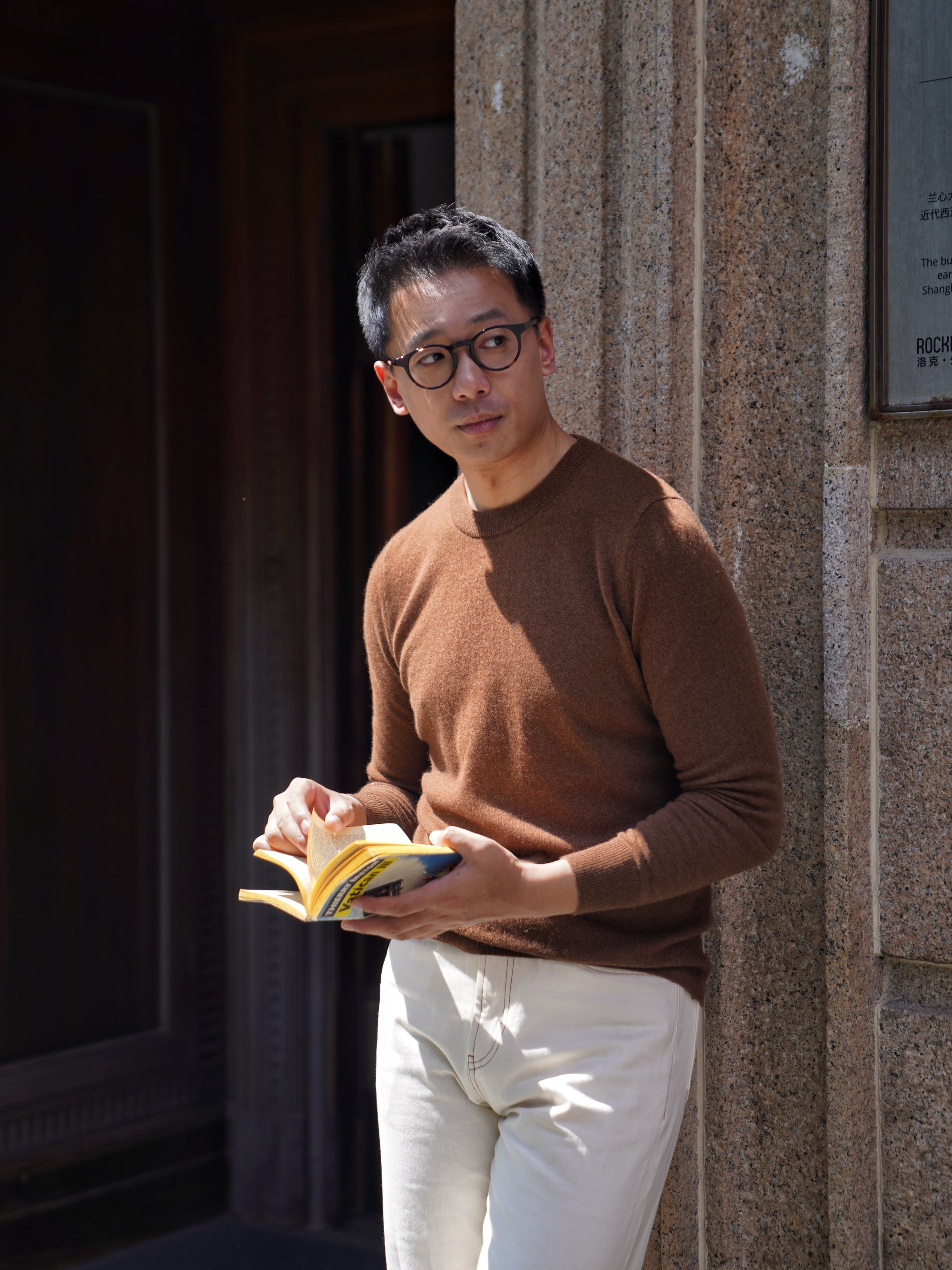 Camel / Brown Cashmere Crew Neck Jumper