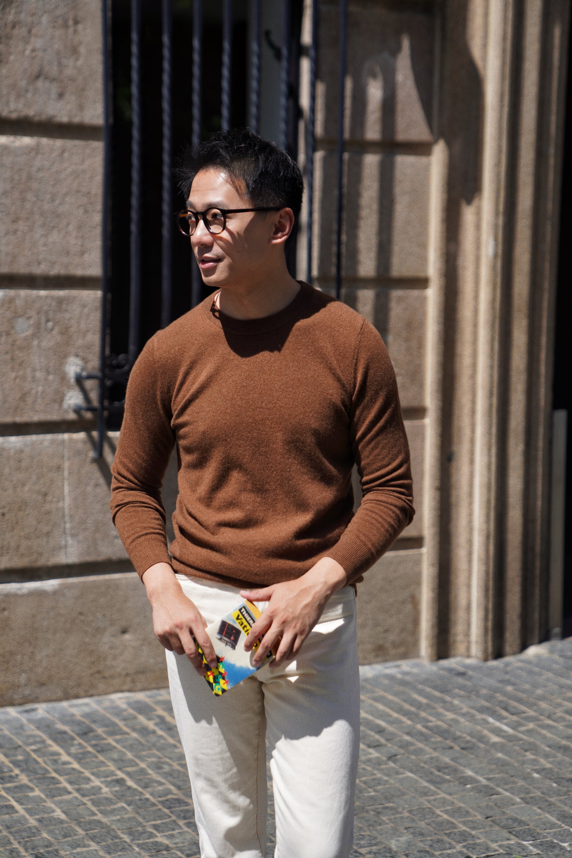 Camel / Brown Cashmere Crew Neck Jumper