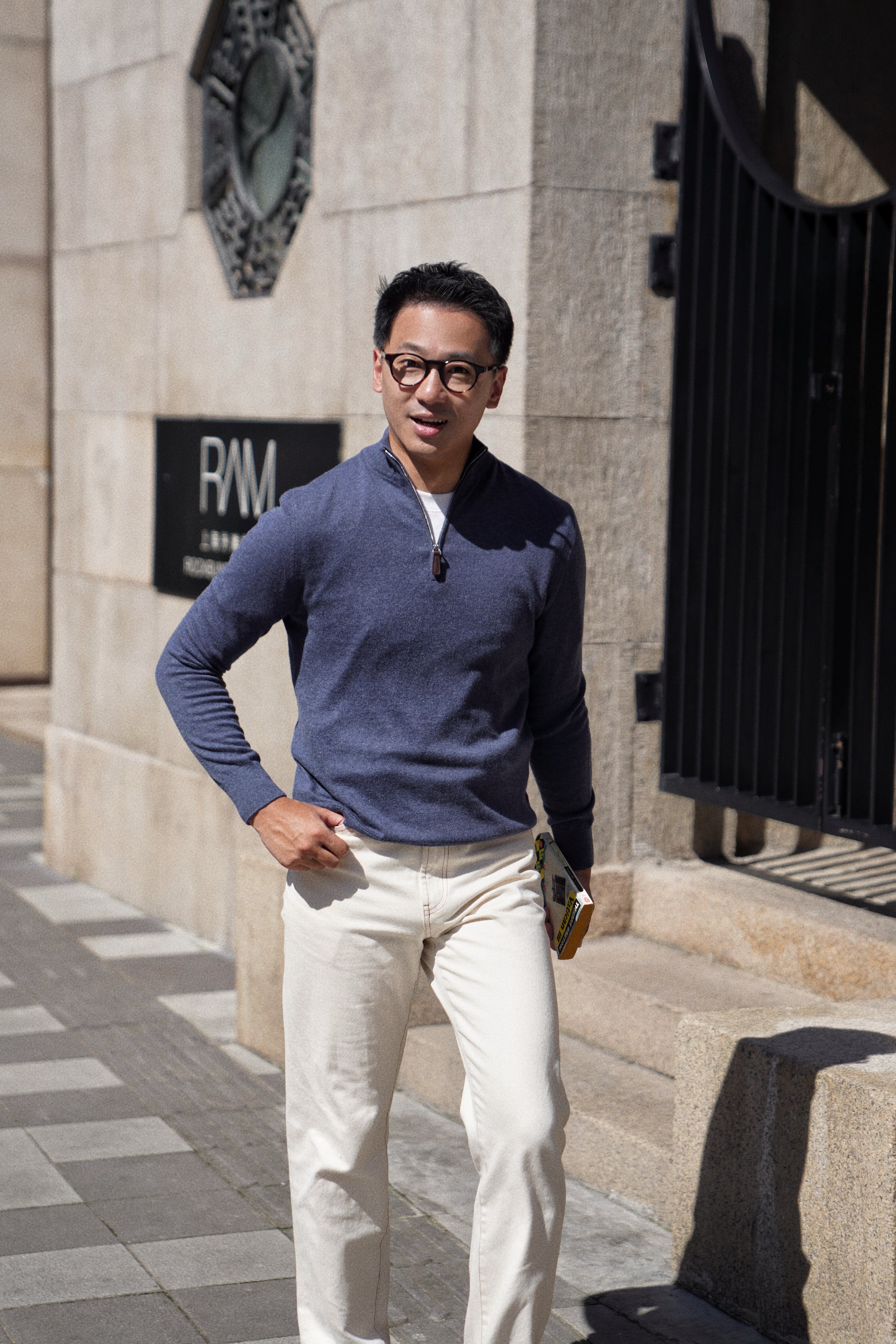 Cotton Wool Blending Half Zip Jumper