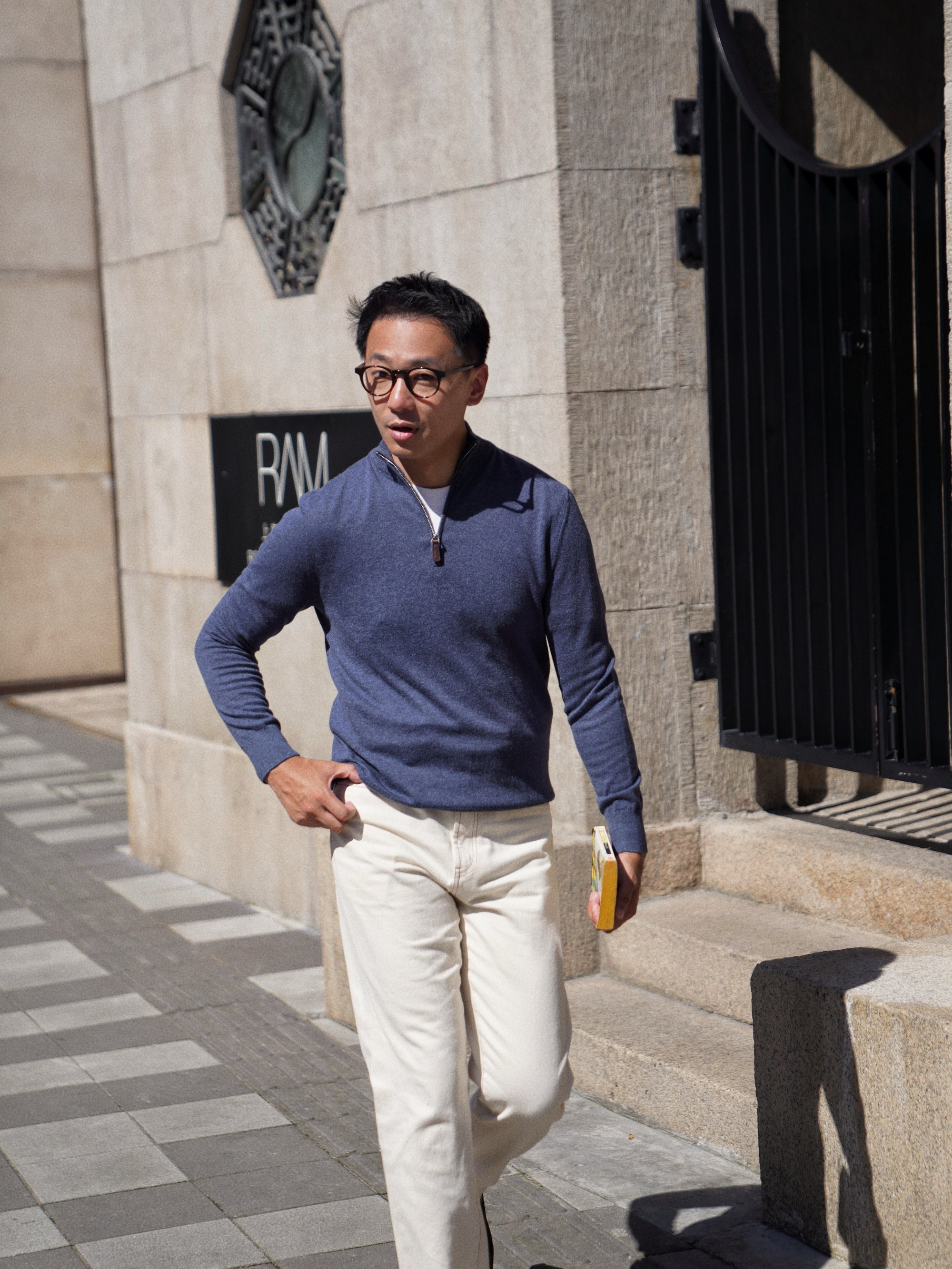 Cotton Wool Blending Half Zip Jumper