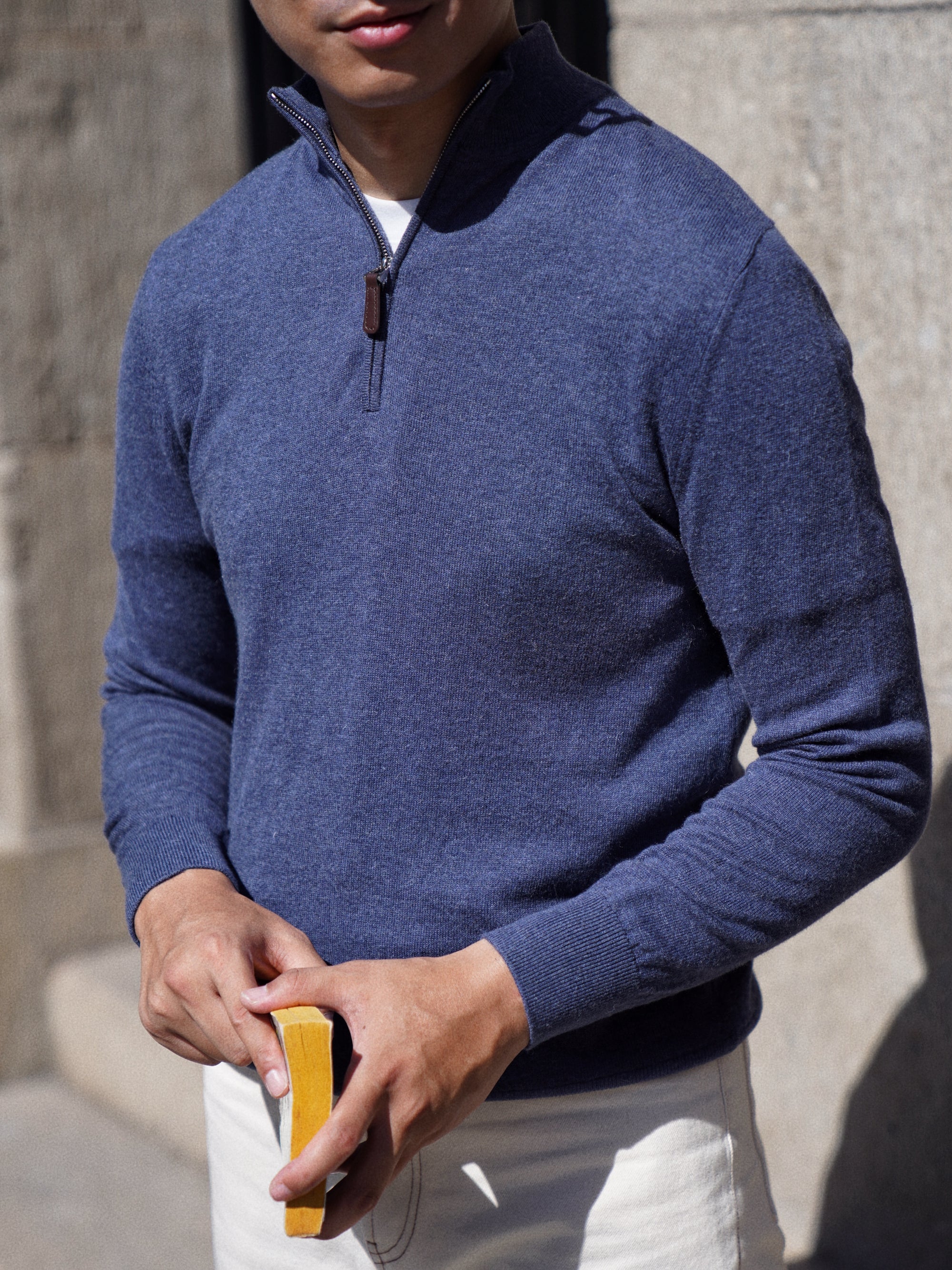 Cotton Wool Blending Half Zip Jumper