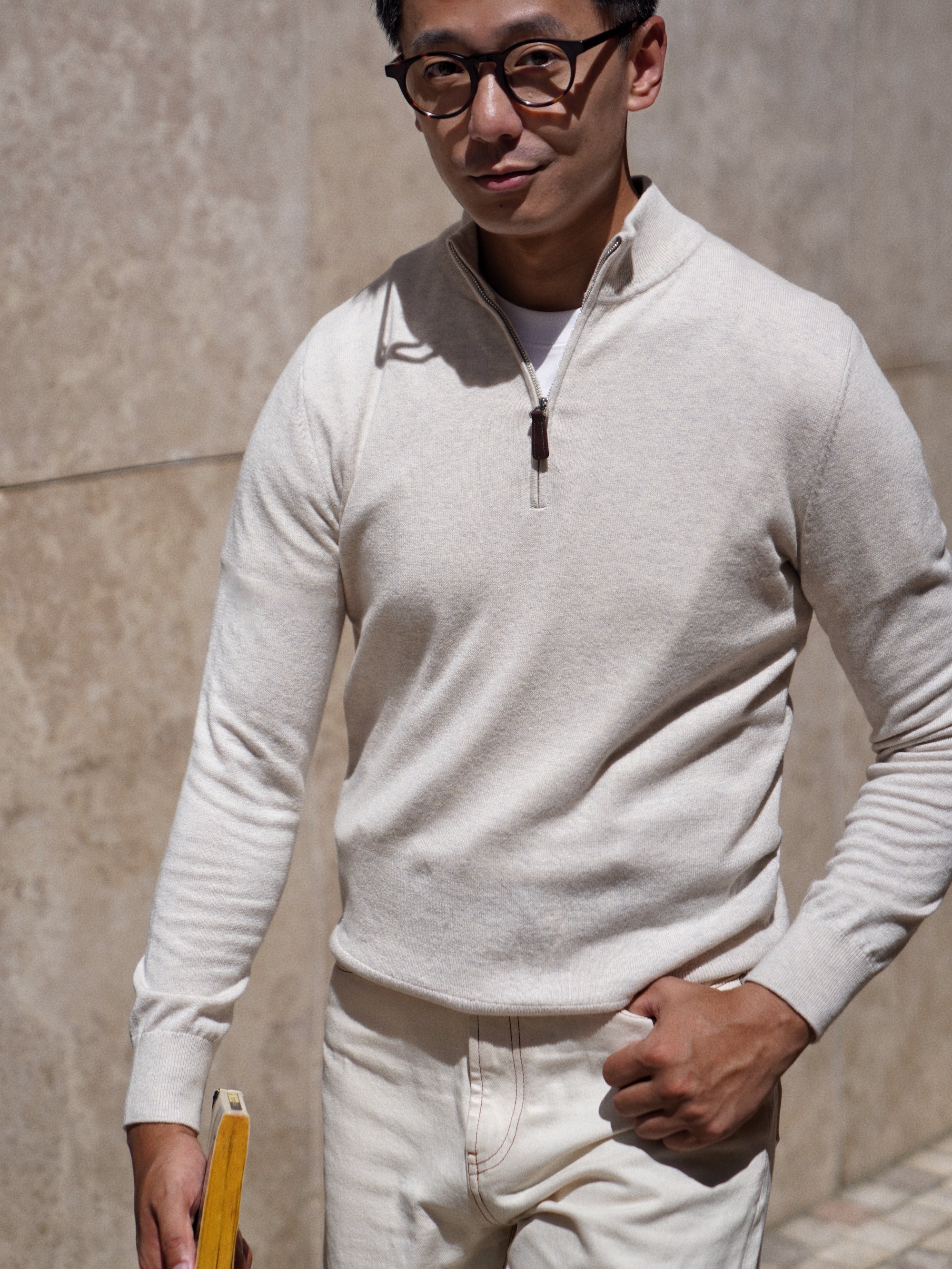 Cotton Wool Blending Half Zip Jumper
