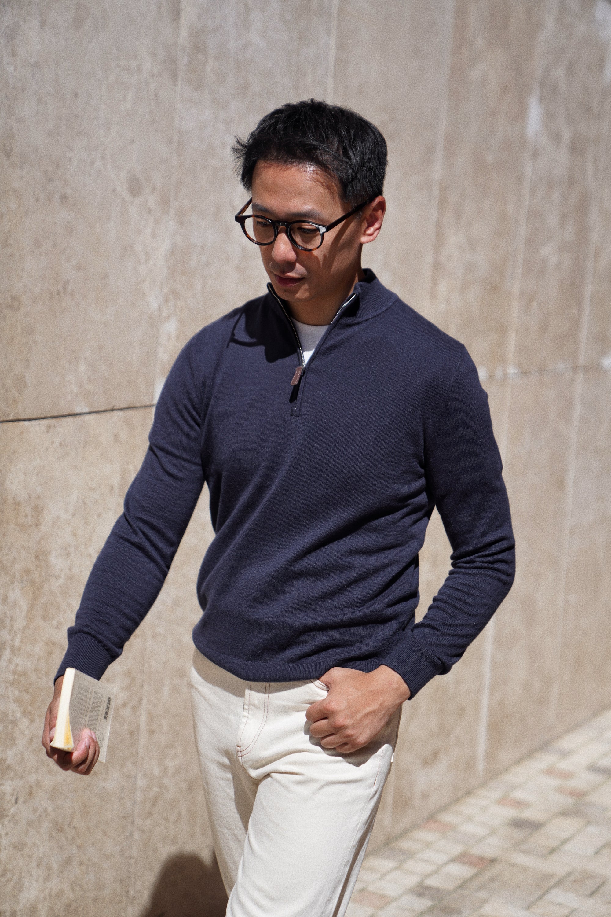 Cotton Wool Blending Half Zip Jumper