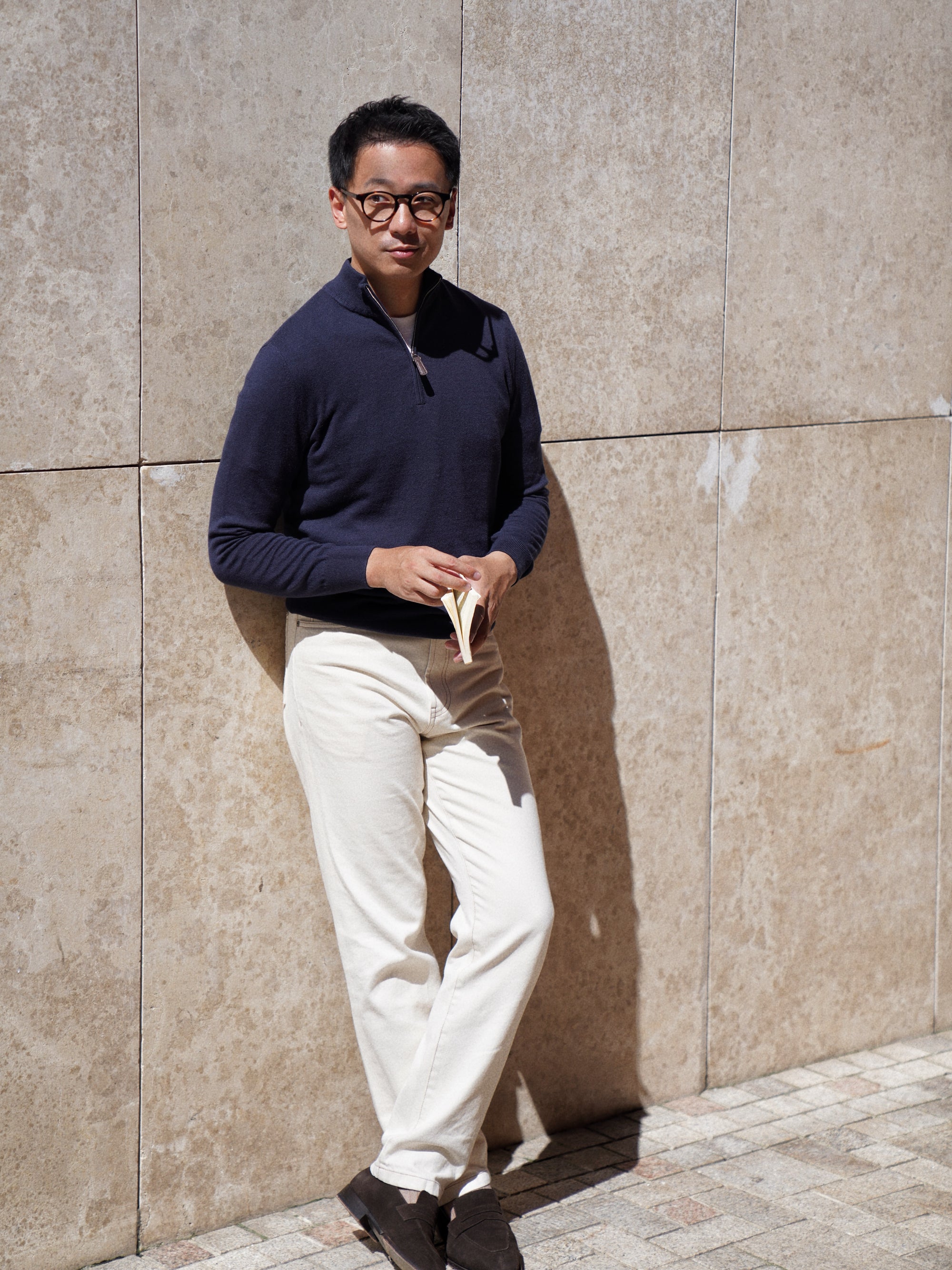 Cotton Wool Blending Half Zip Jumper