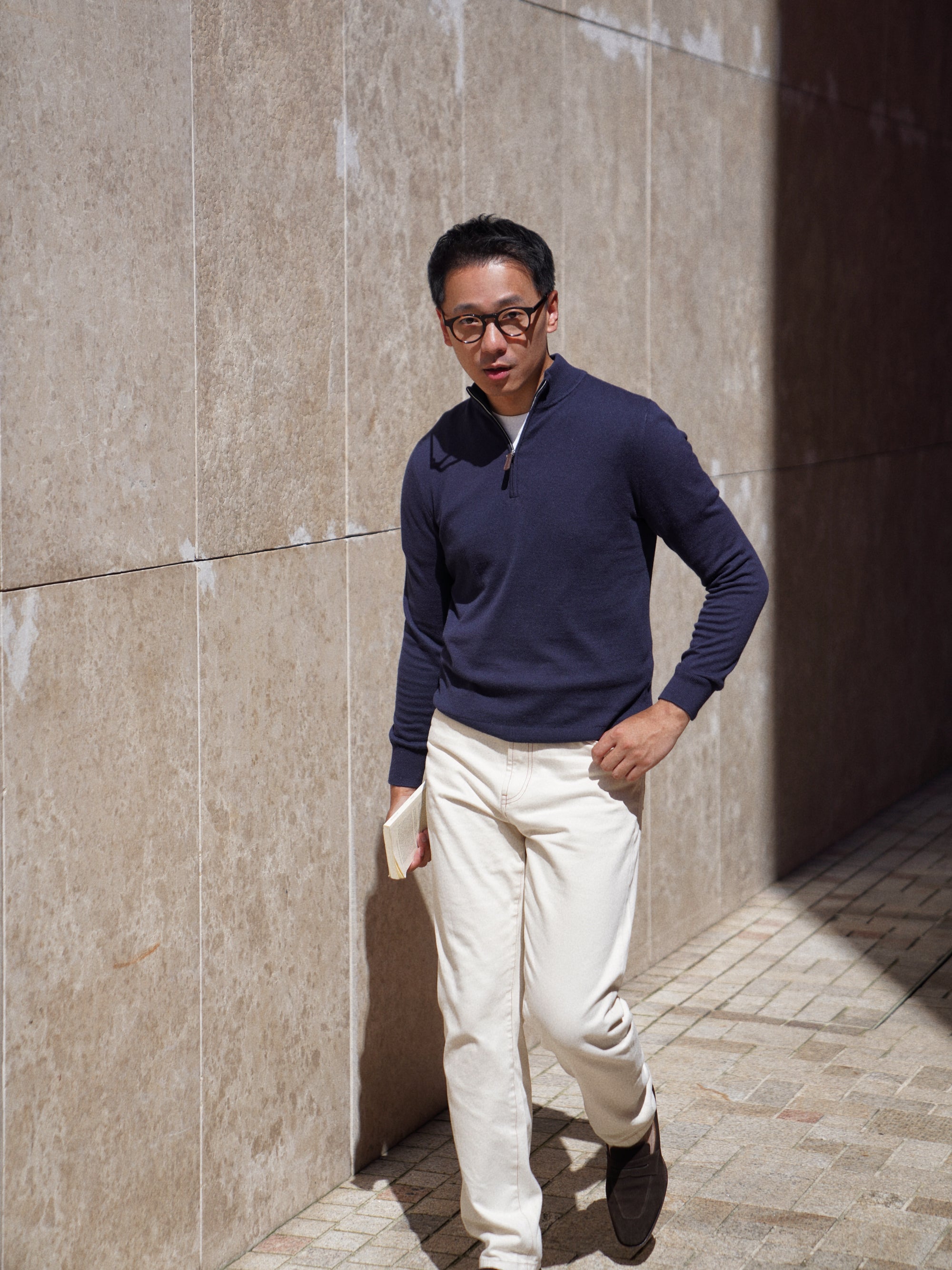 Cotton Wool Blending Half Zip Jumper