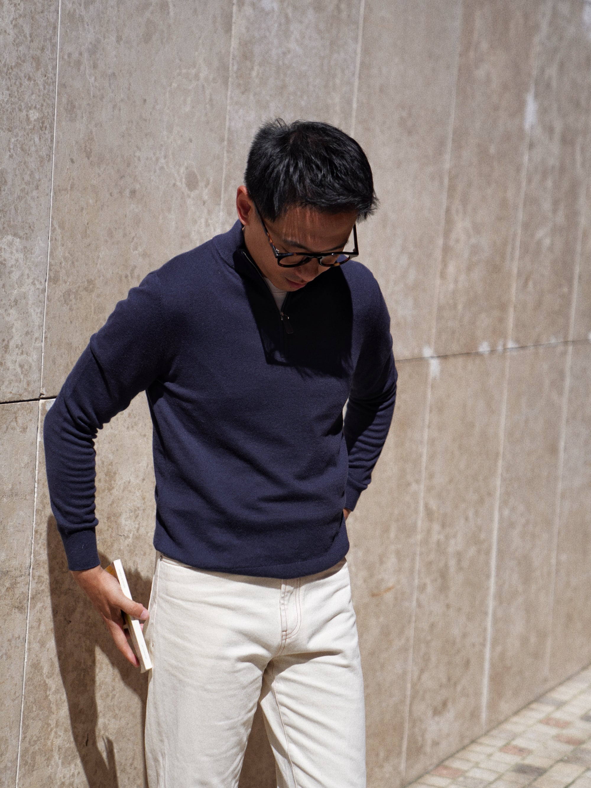 Cotton Wool Blending Half Zip Jumper