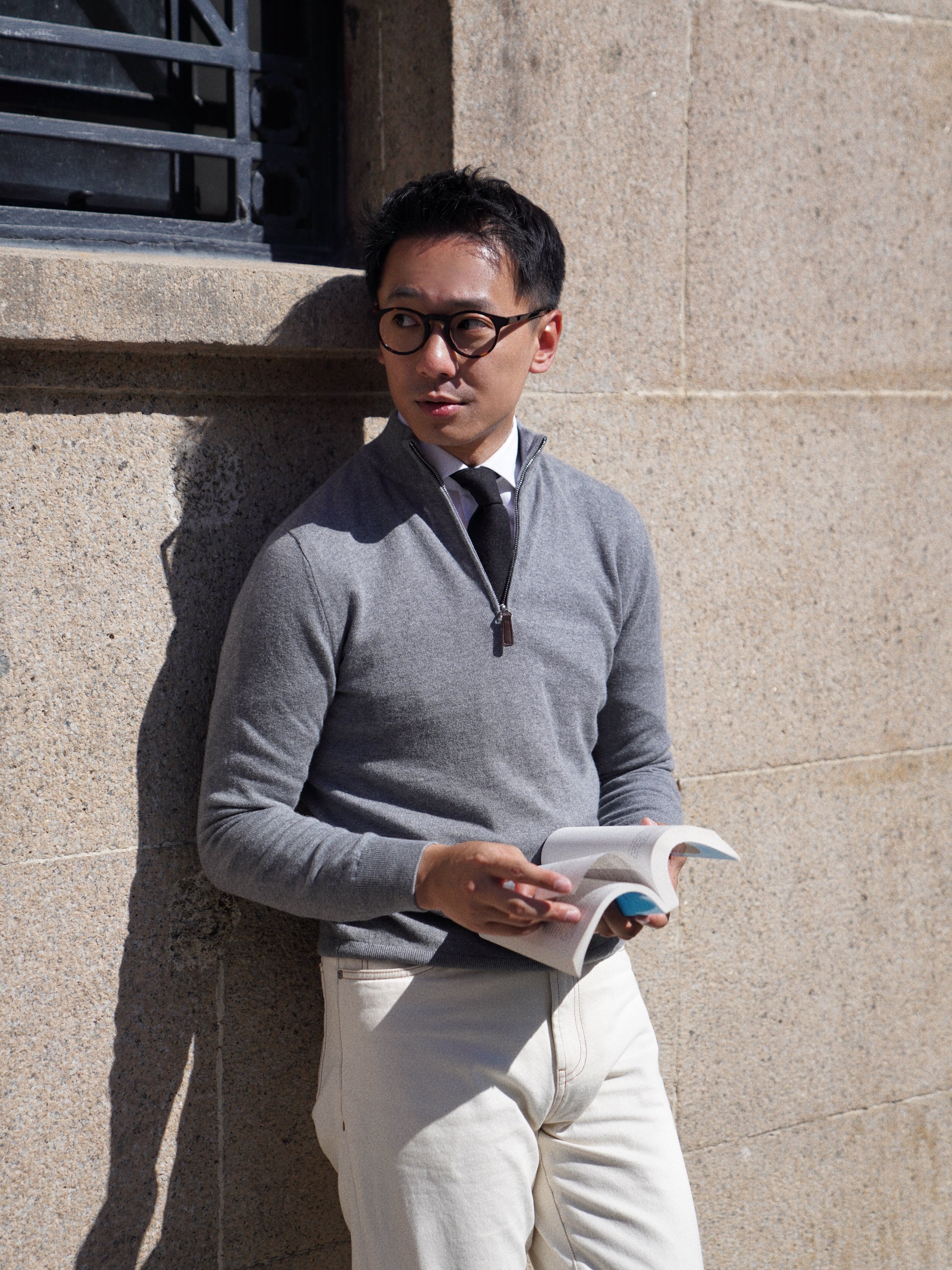 Cotton Wool Blending Half Zip Jumper