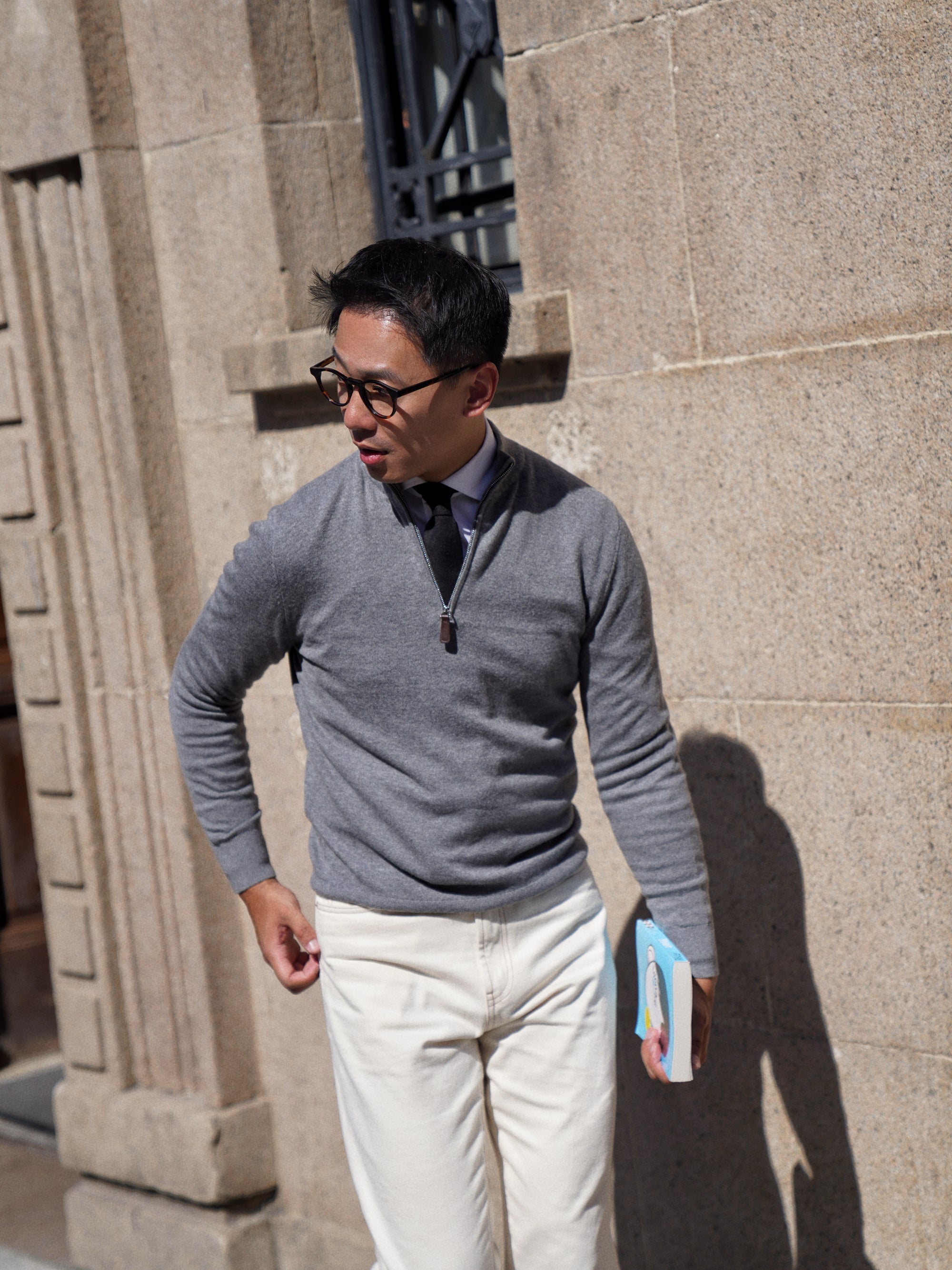 Cotton Wool Blending Half Zip Jumper