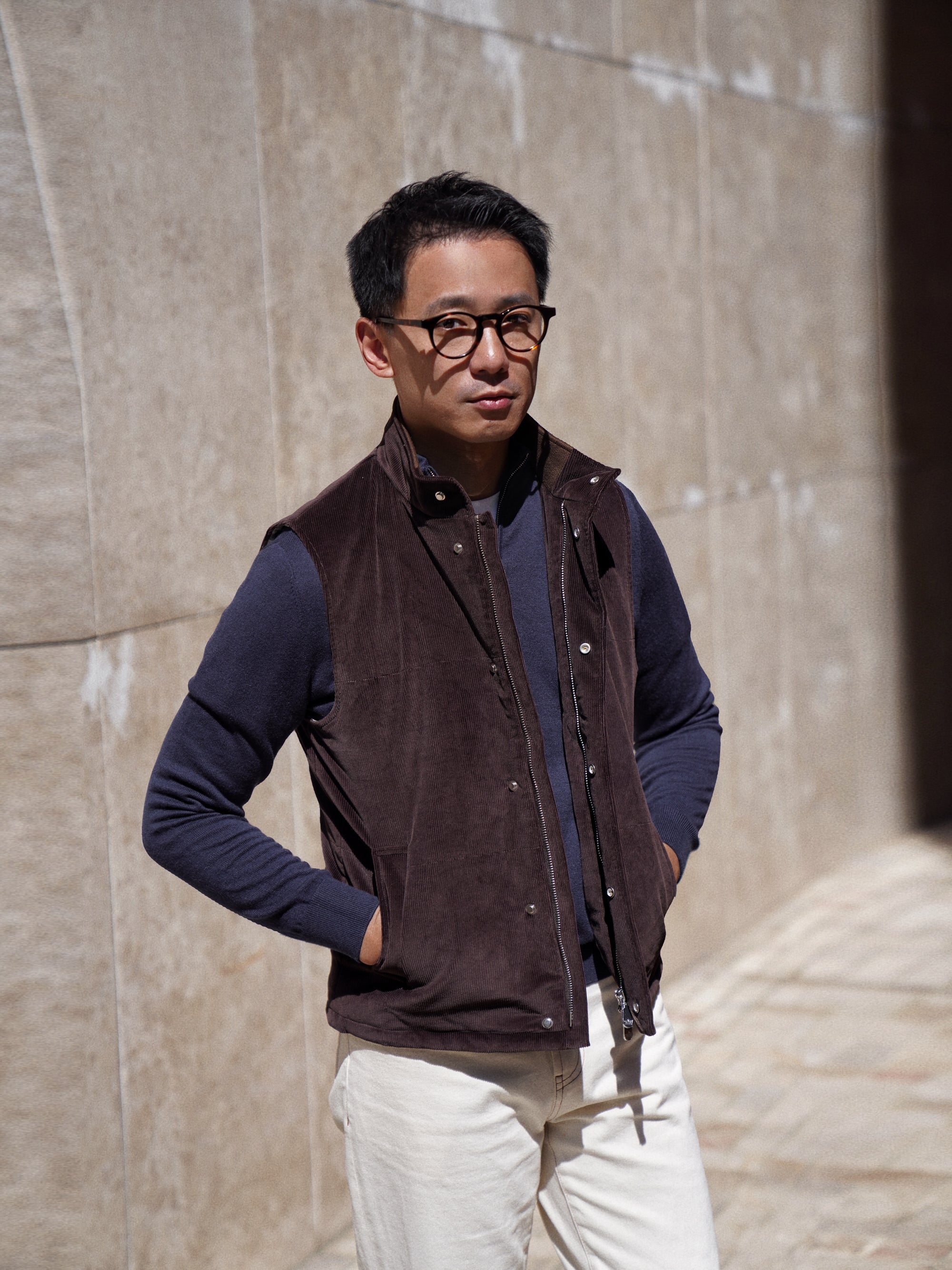 Chocolate Cotton Corduroy Gilet #436