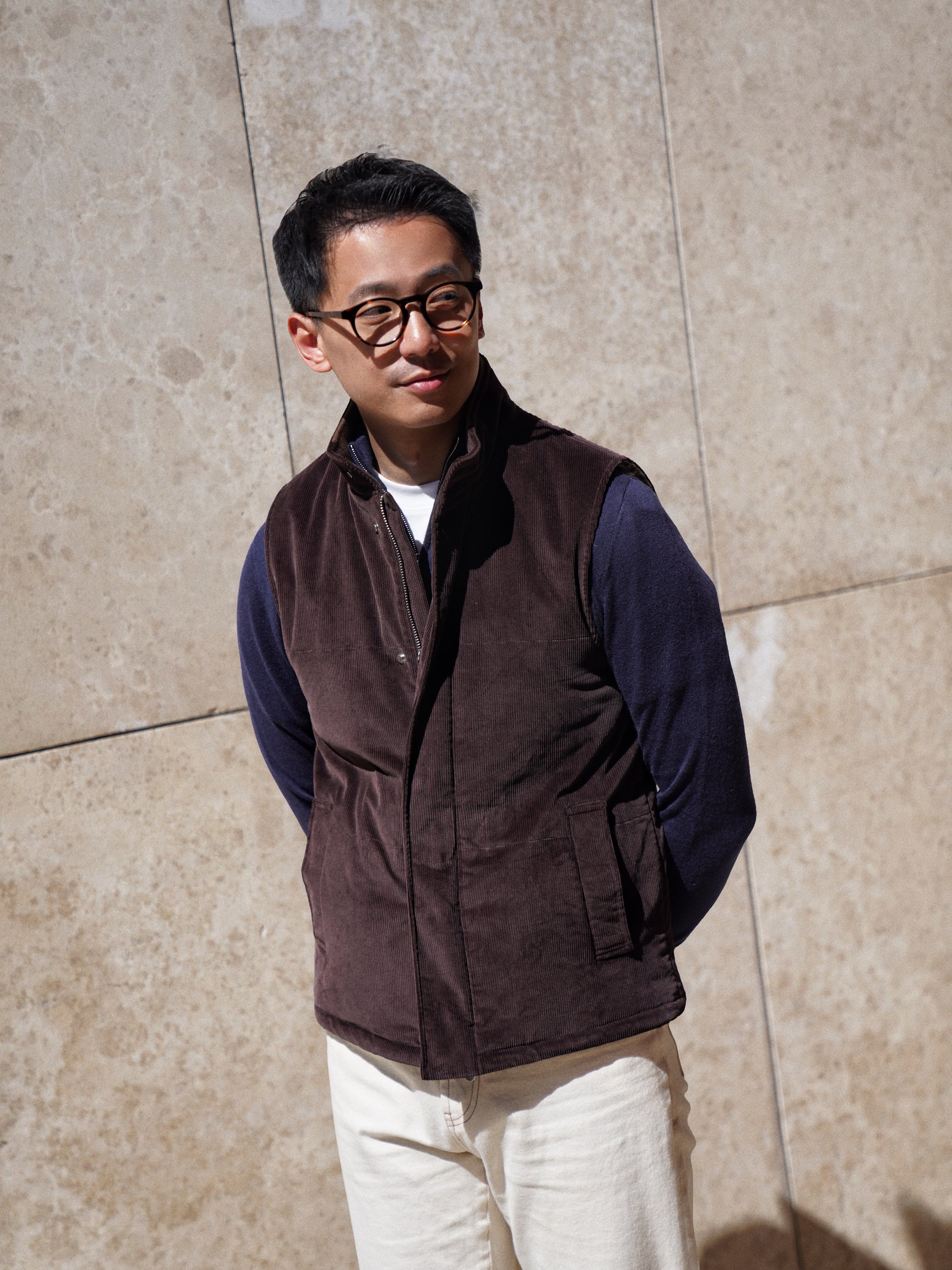 Chocolate Cotton Corduroy Gilet #436