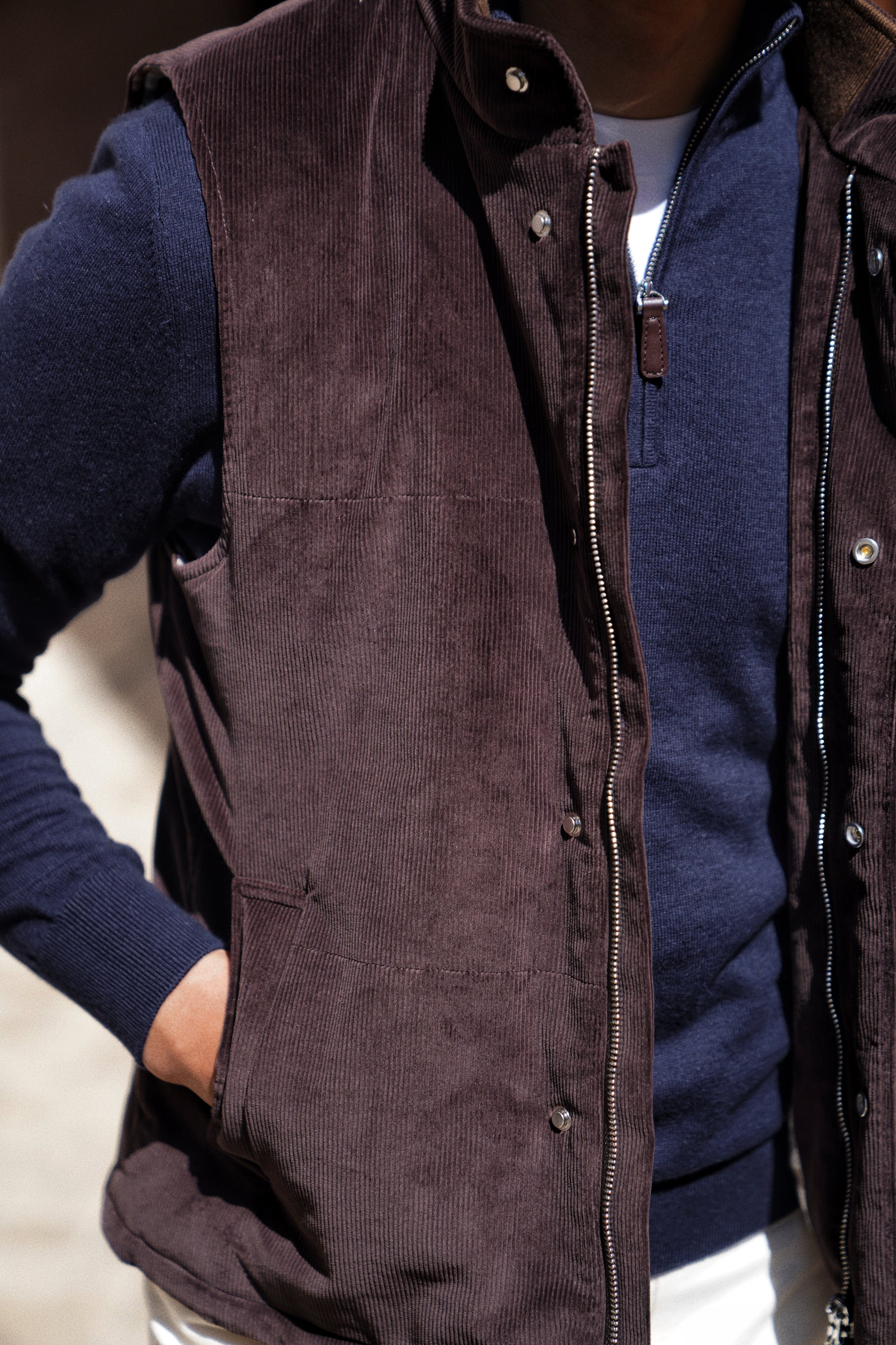 Chocolate Cotton Corduroy Gilet #436