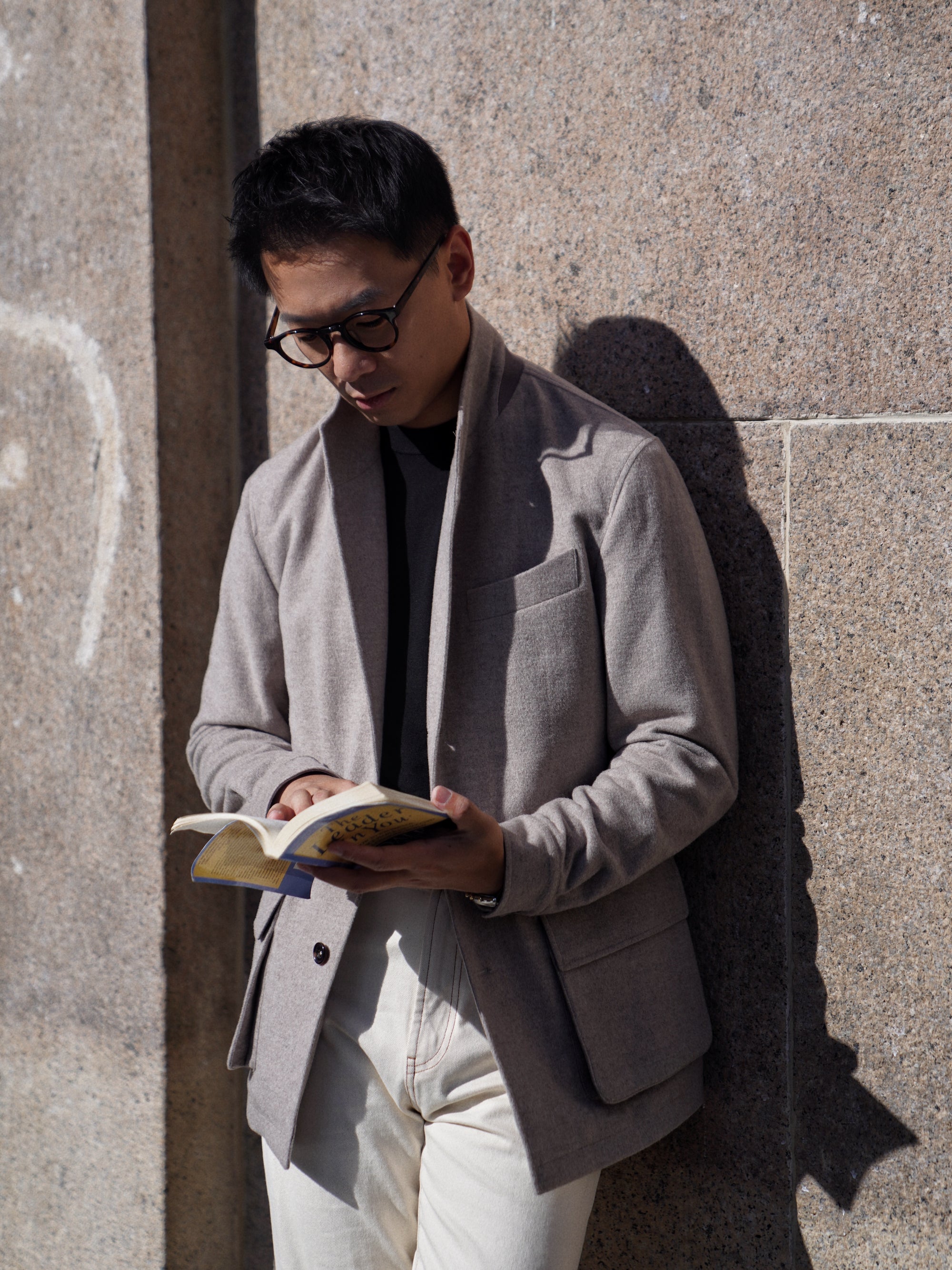 Taupe Wool Silk Flannel Teba Jacket #430