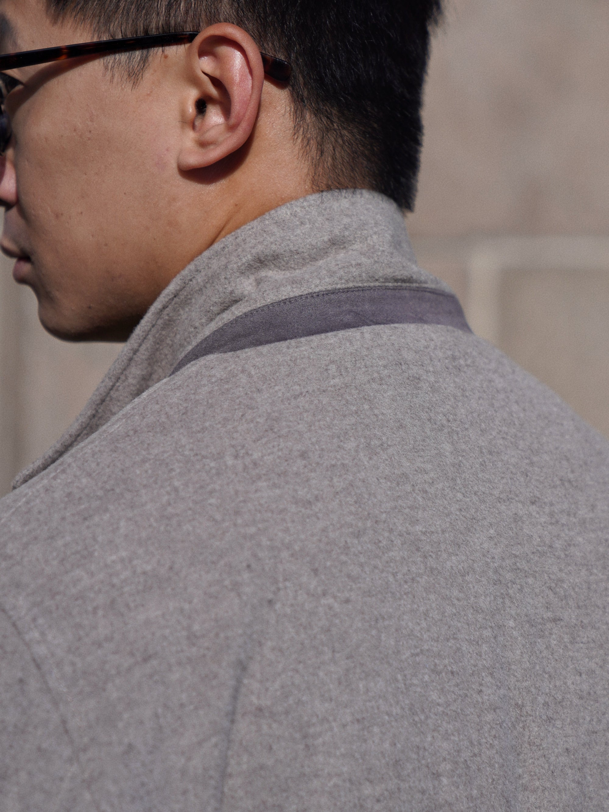 Taupe Wool Silk Flannel Teba Jacket #430