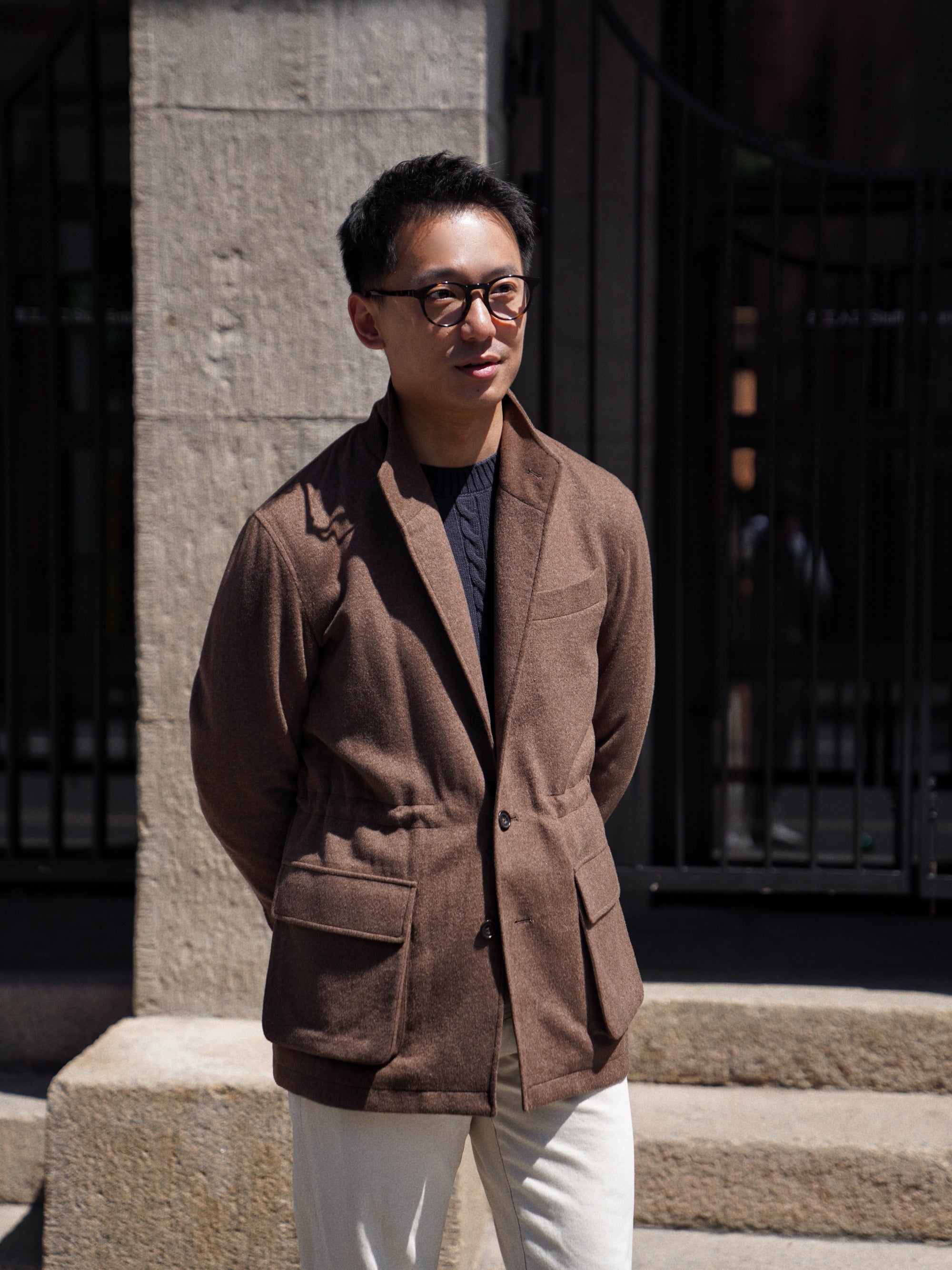 Tobacco Wool Silk Flannel Teba Jacket #433