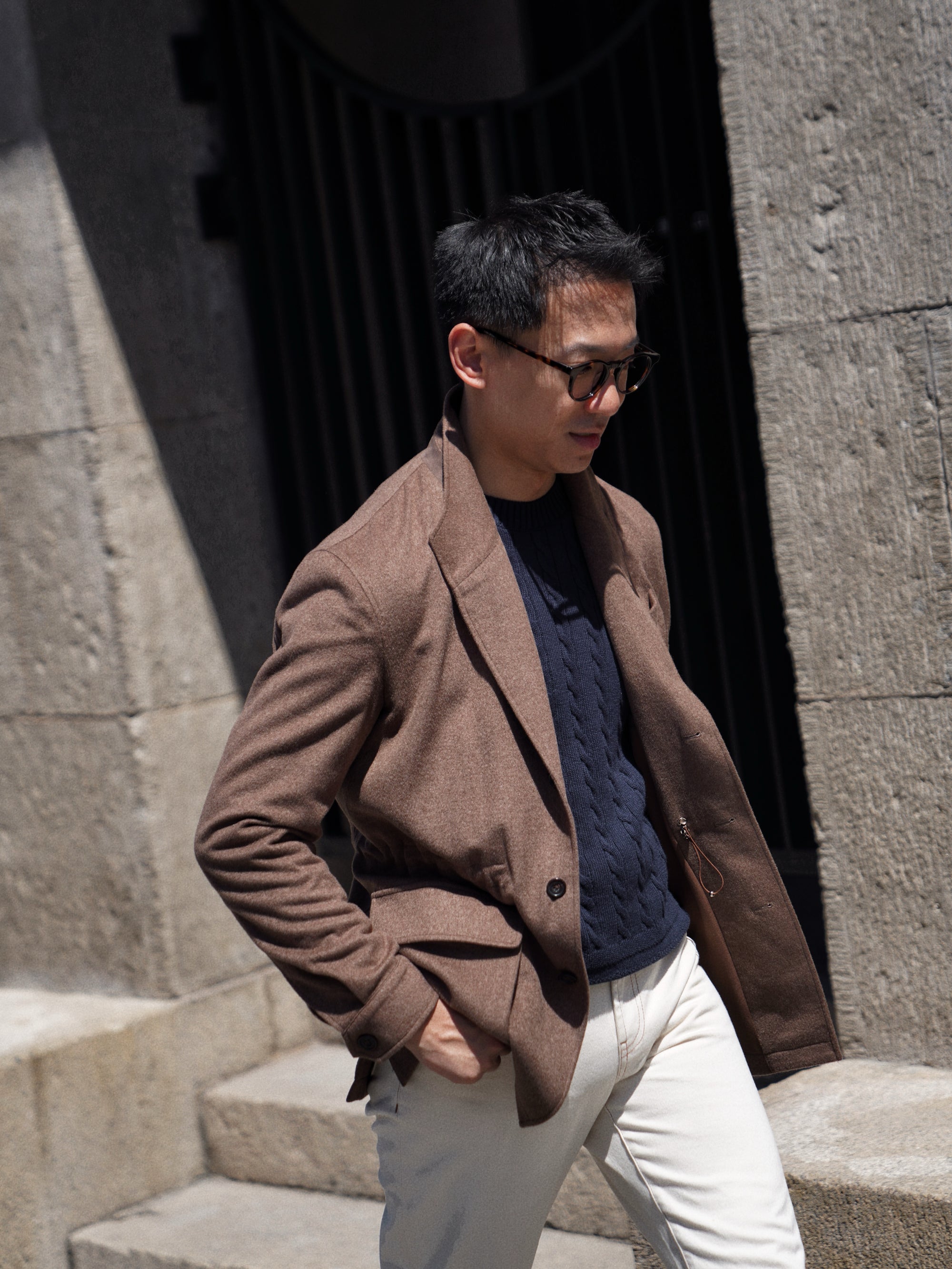 Tobacco Wool Silk Flannel Teba Jacket #433