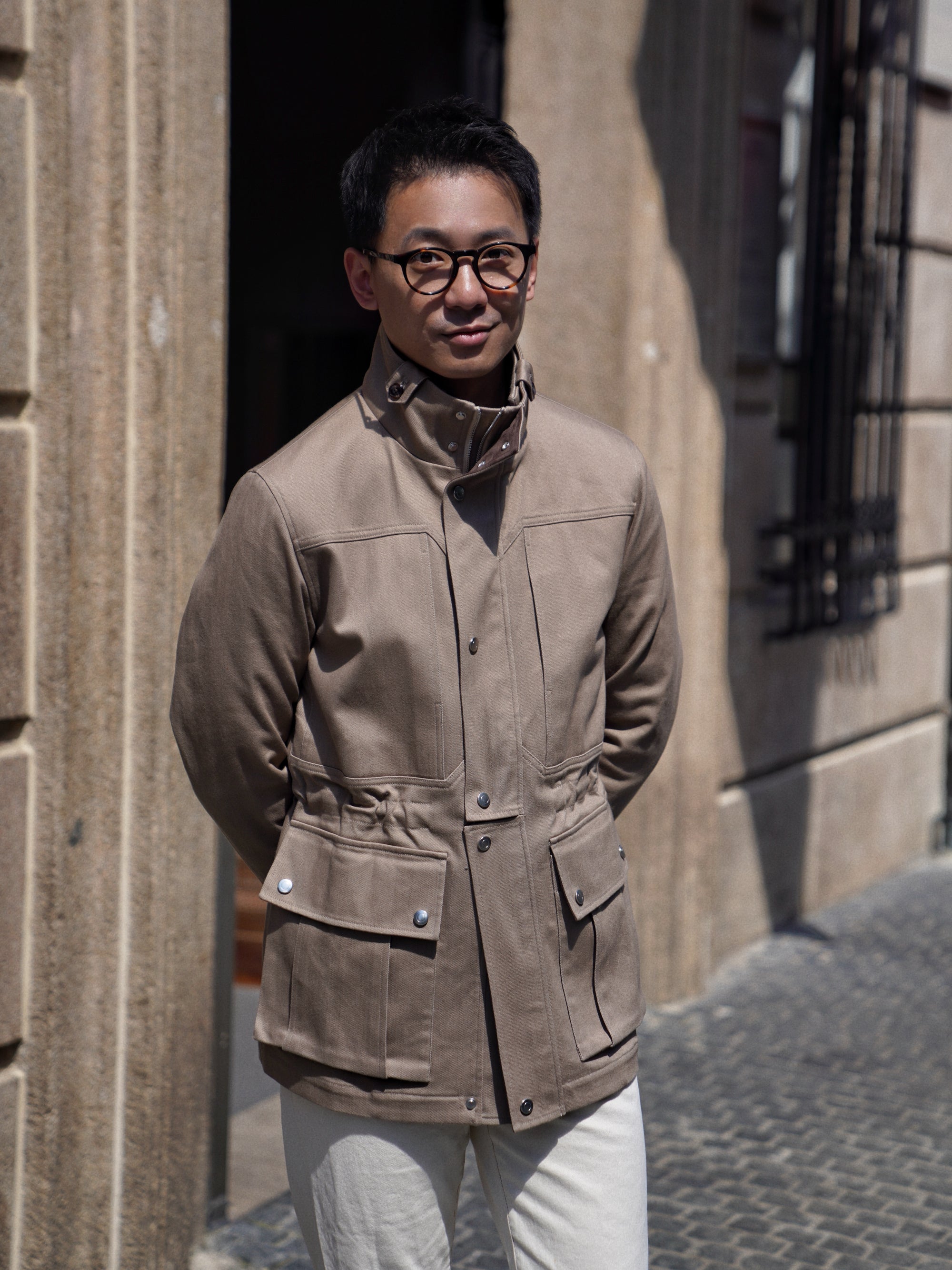 Taupe Waterproof Cotton Racing Jacket #368