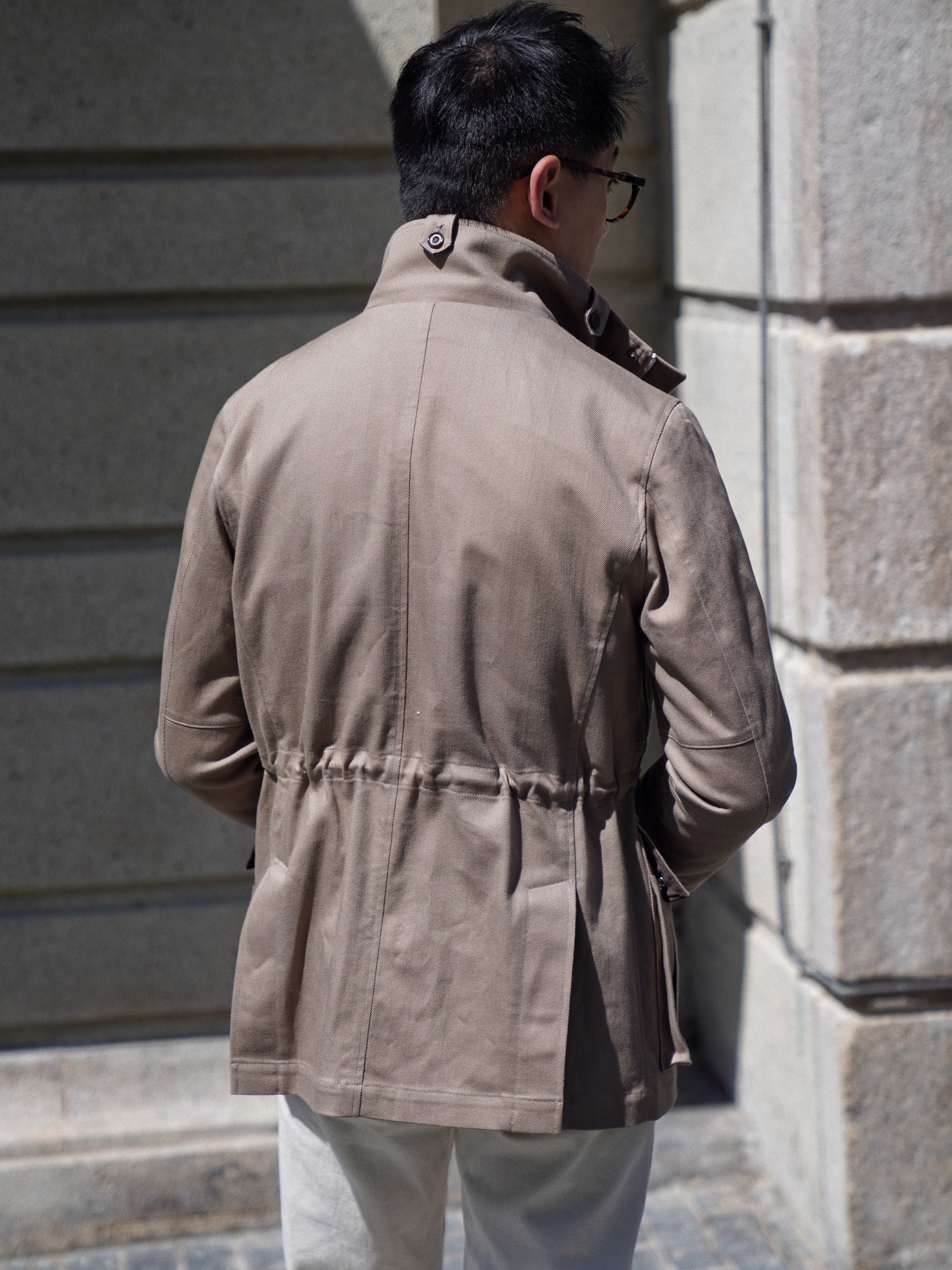 Taupe Waterproof Cotton Racing Jacket #368