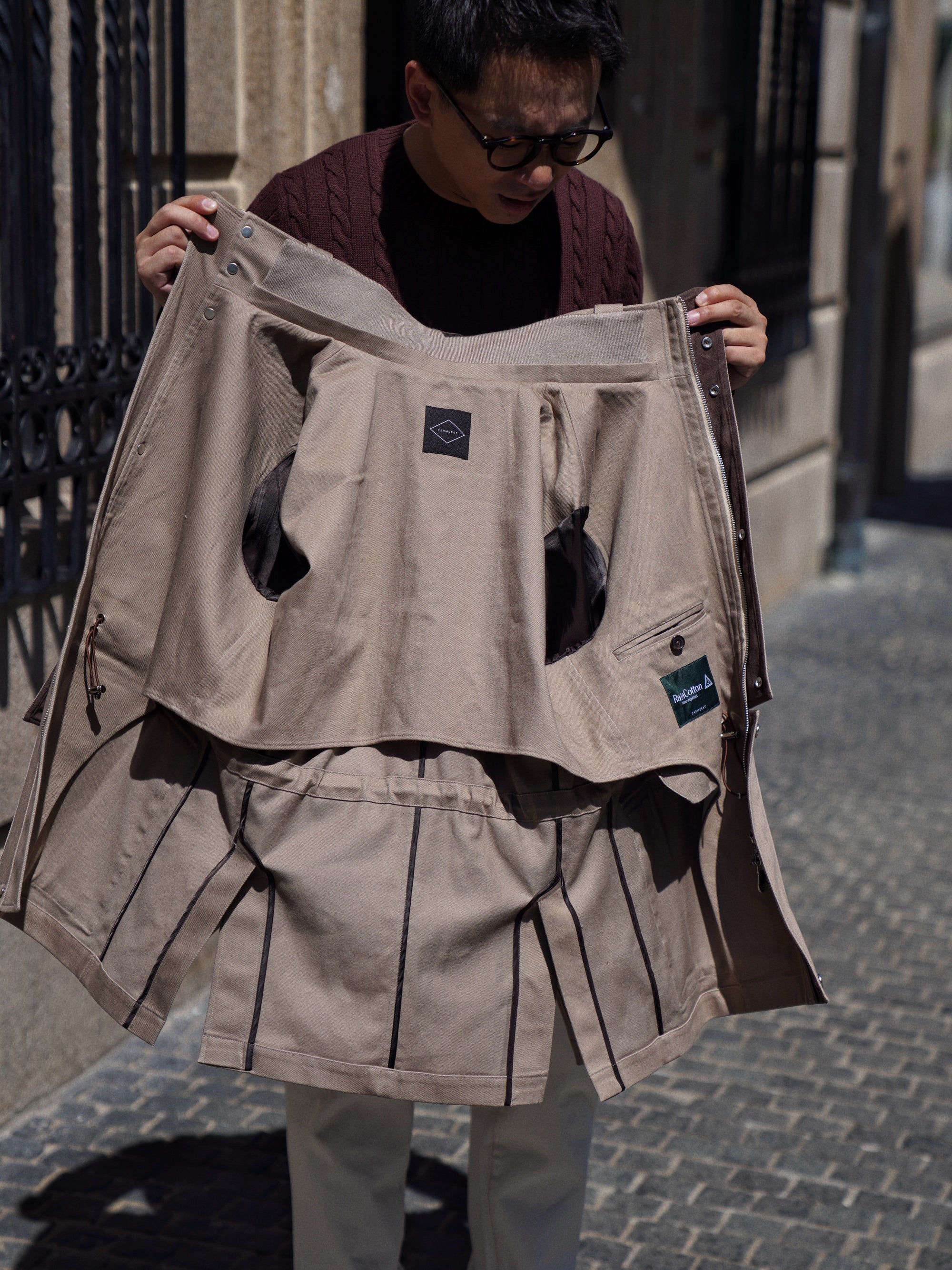 Taupe Waterproof Cotton Racing Jacket #368