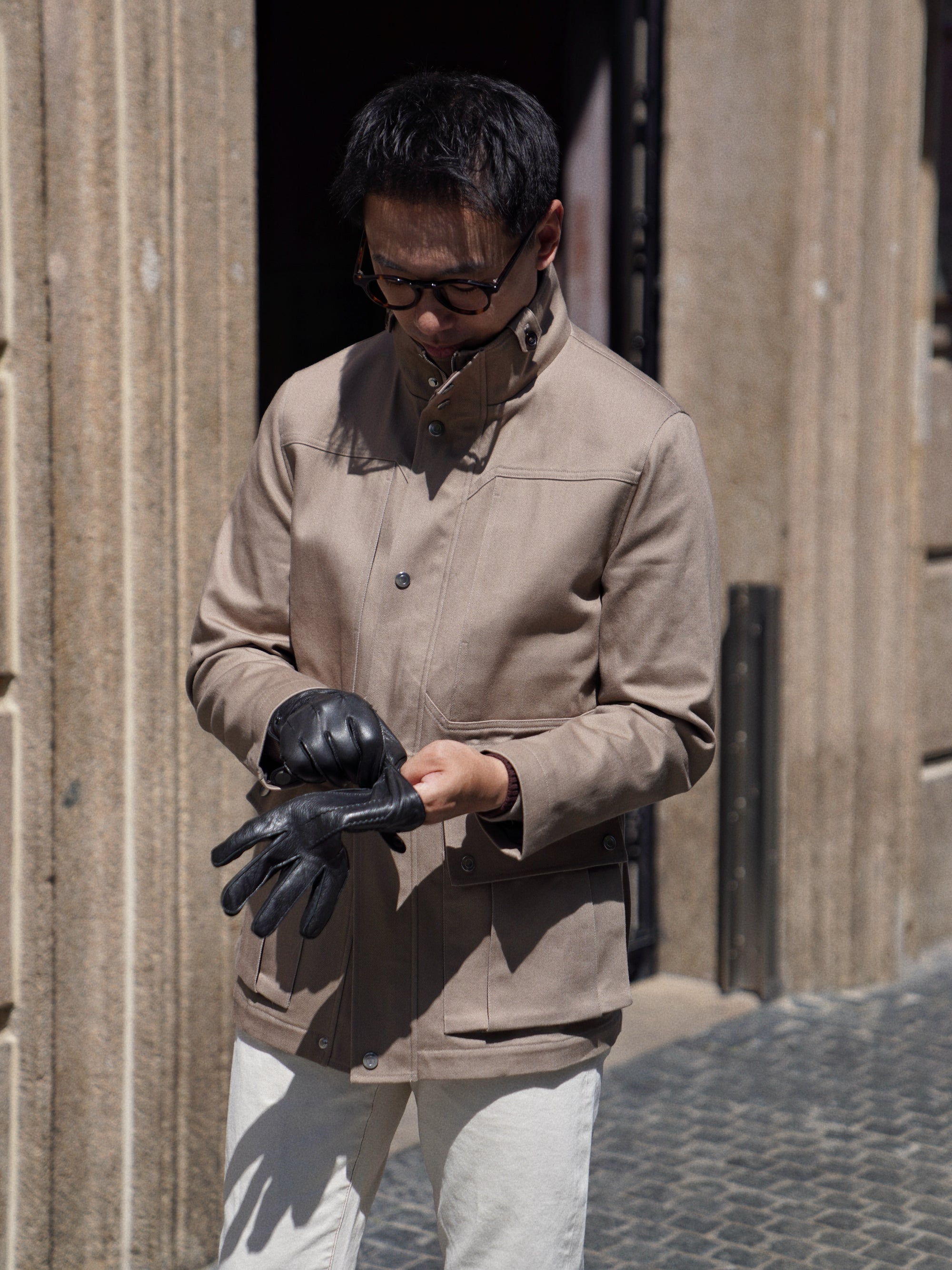 Taupe Waterproof Cotton Racing Jacket #368