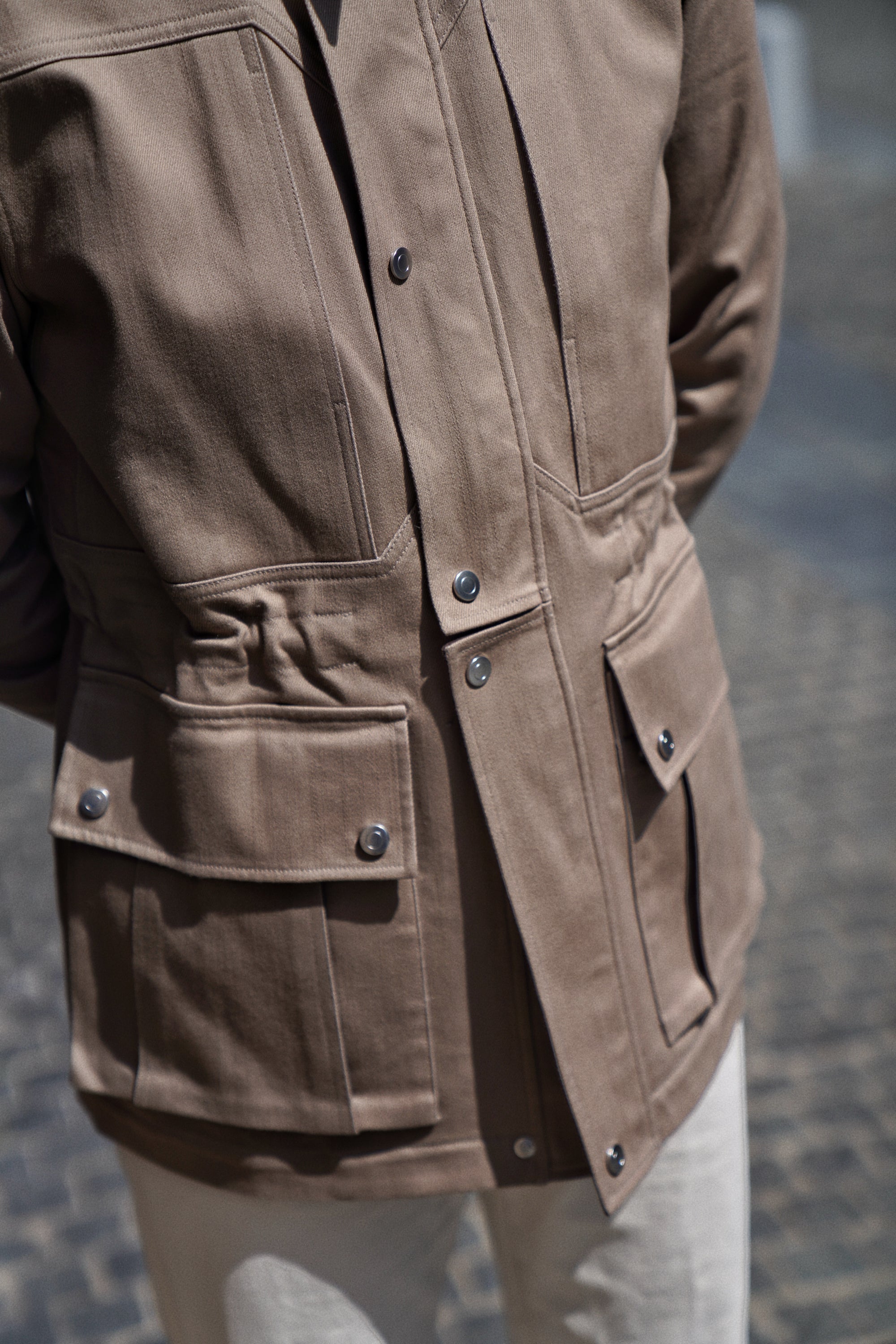 Taupe Waterproof Cotton Racing Jacket #368