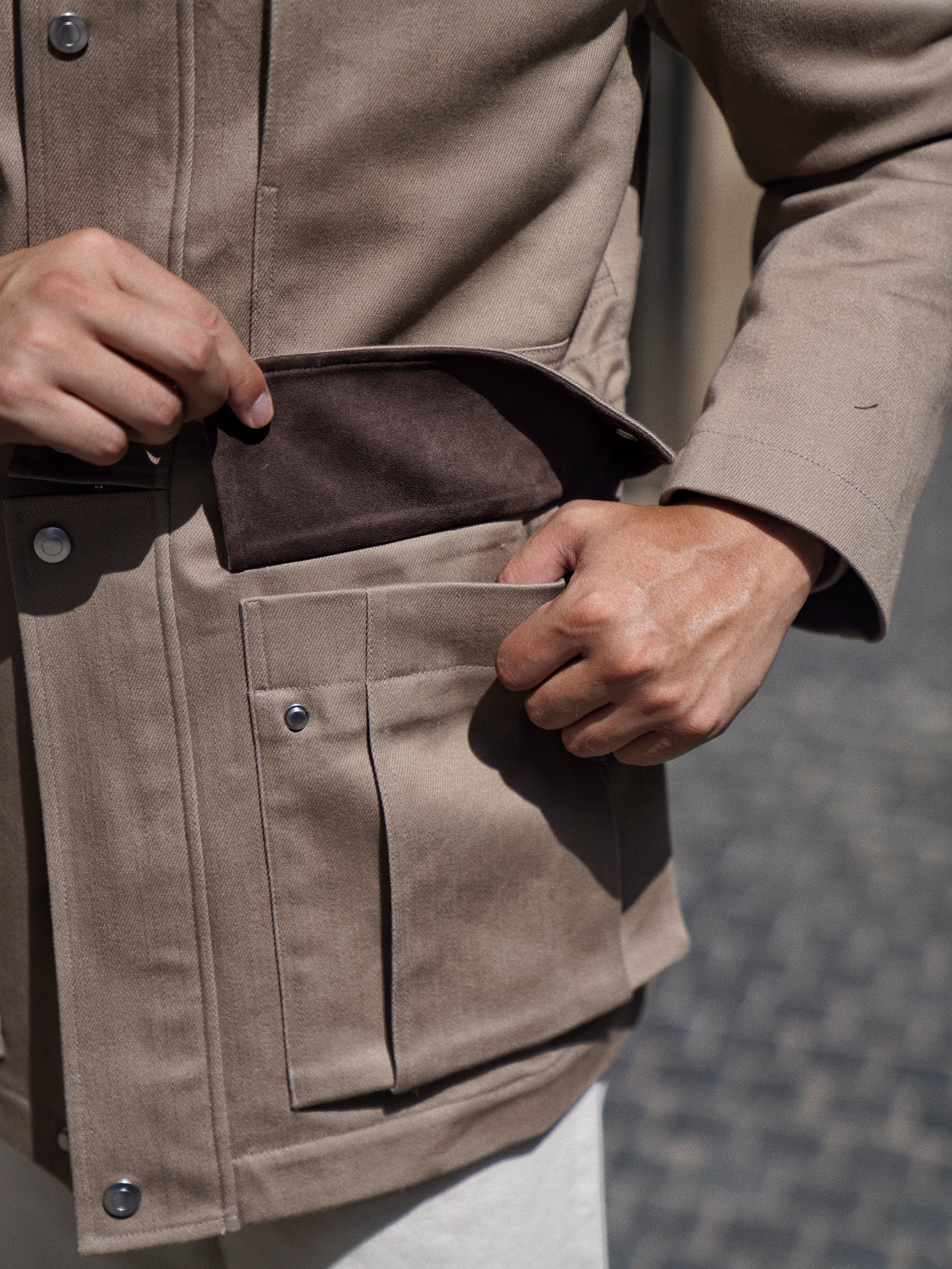 Taupe Waterproof Cotton Racing Jacket #368
