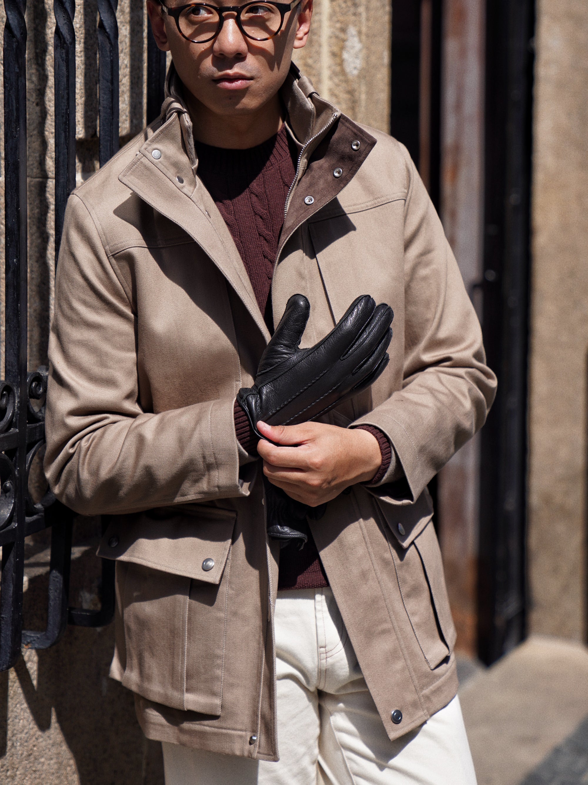 Taupe Waterproof Cotton Racing Jacket #368