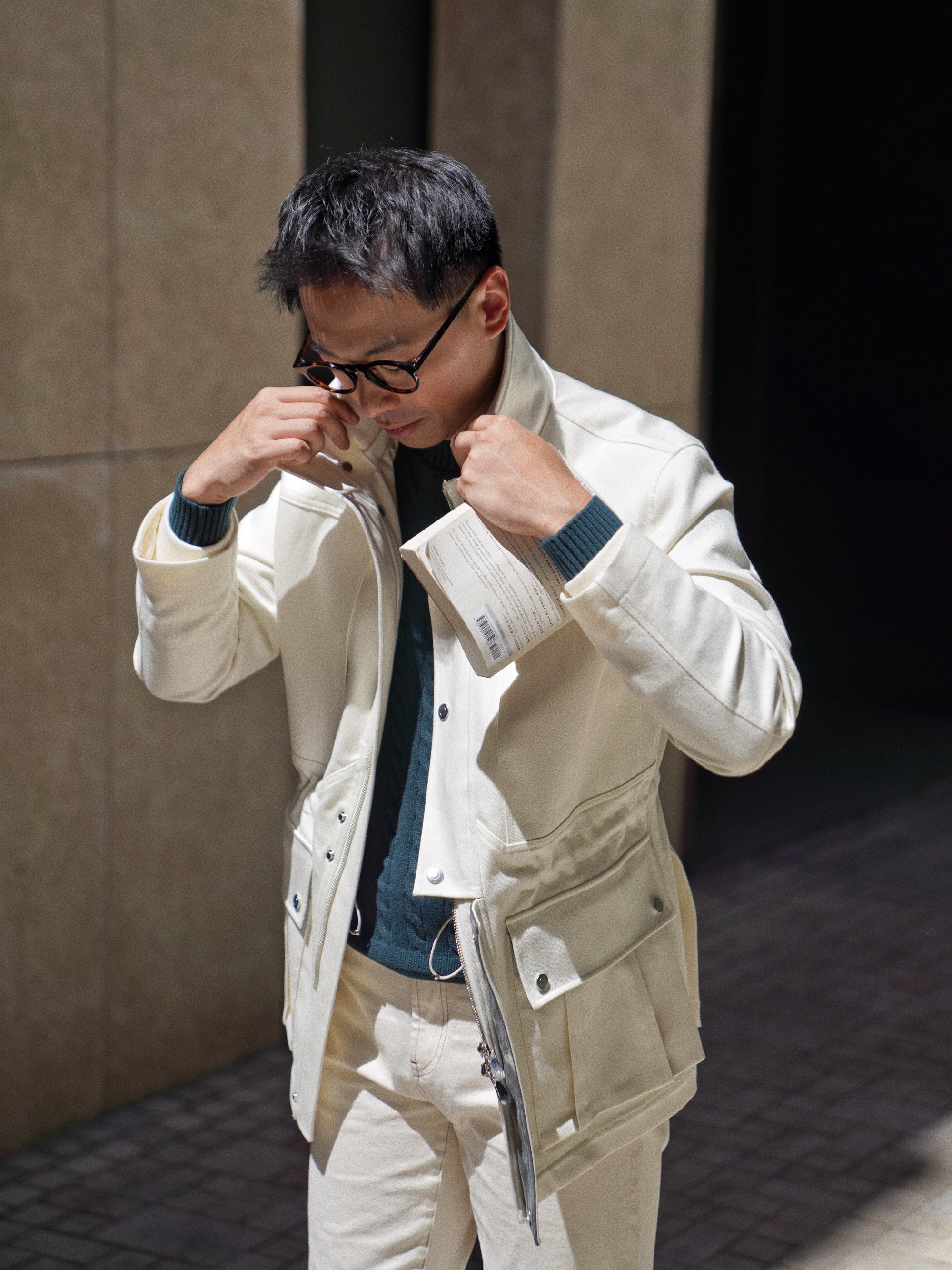 Beige Waterproof Cotton Racing Jacket #370