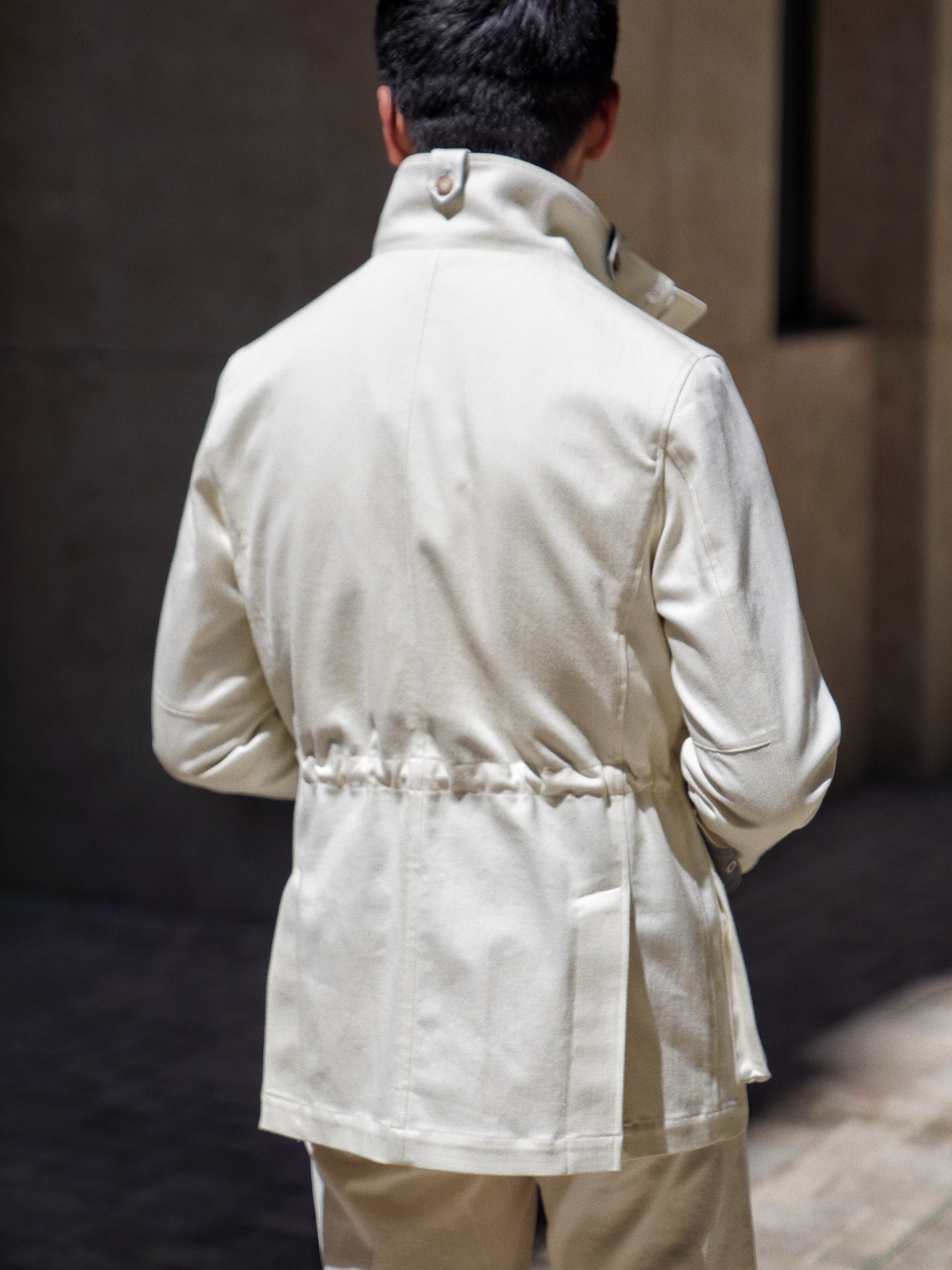 Beige Waterproof Cotton Racing Jacket #370