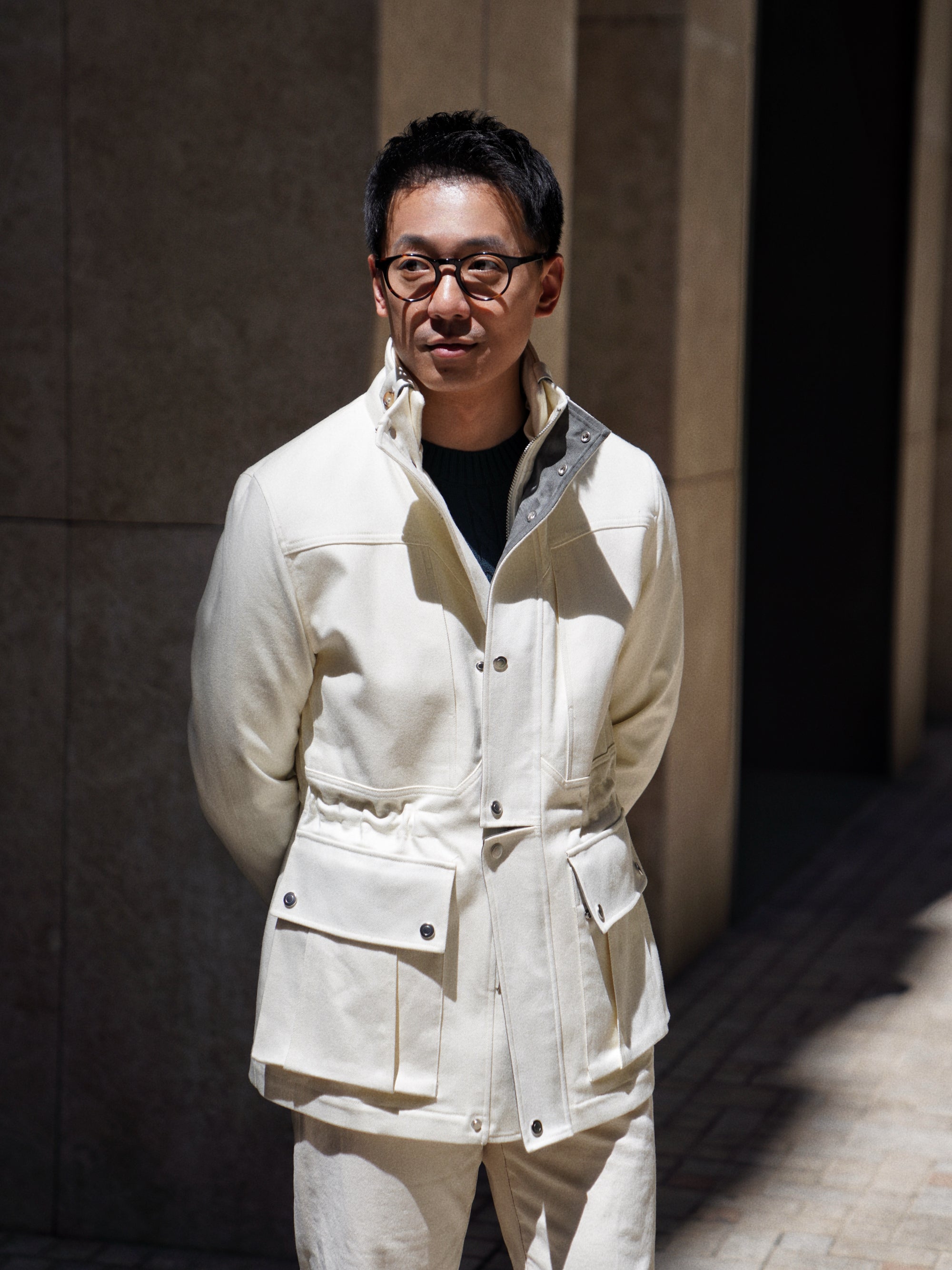 Beige Waterproof Cotton Racing Jacket #370