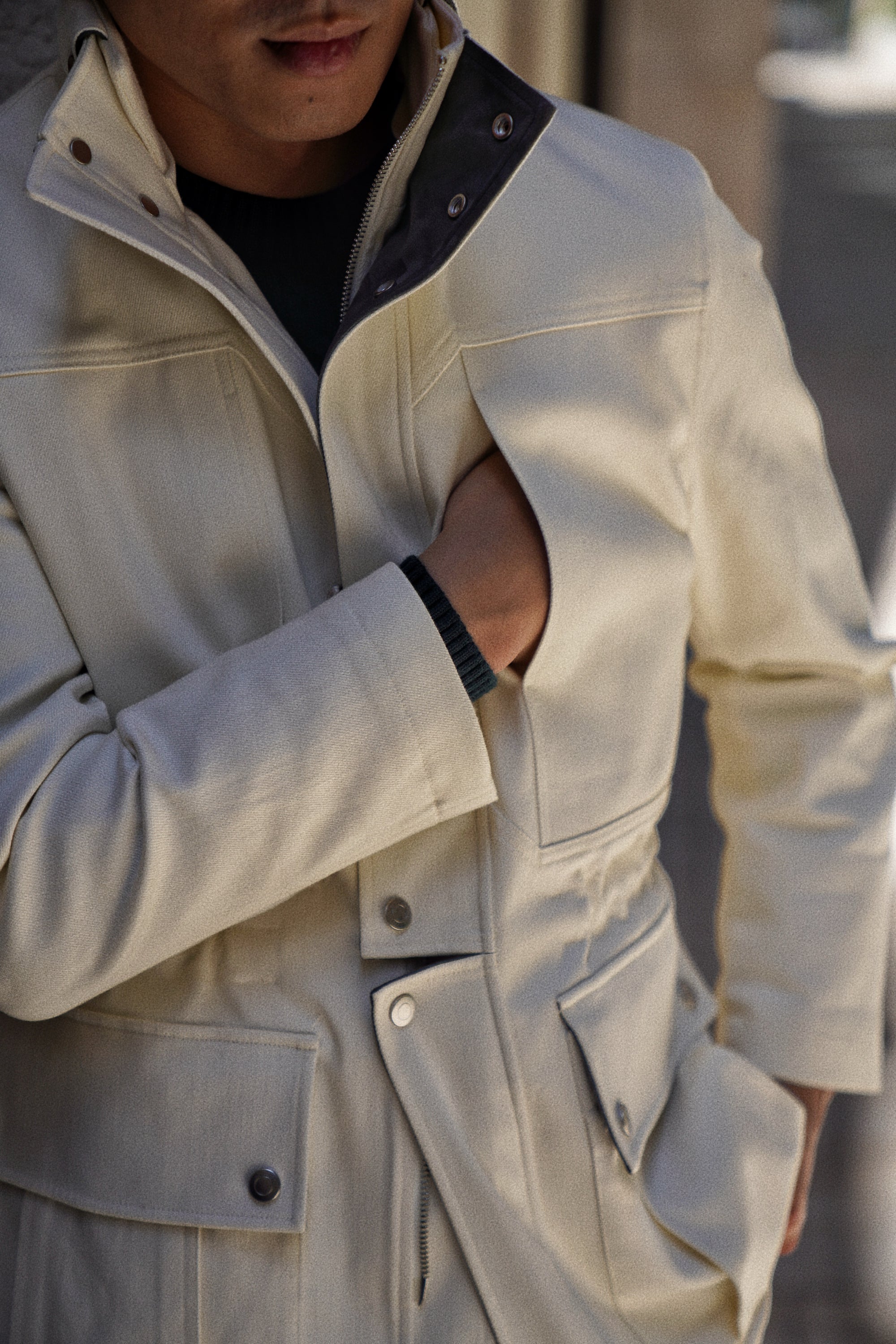 Beige Waterproof Cotton Racing Jacket #370