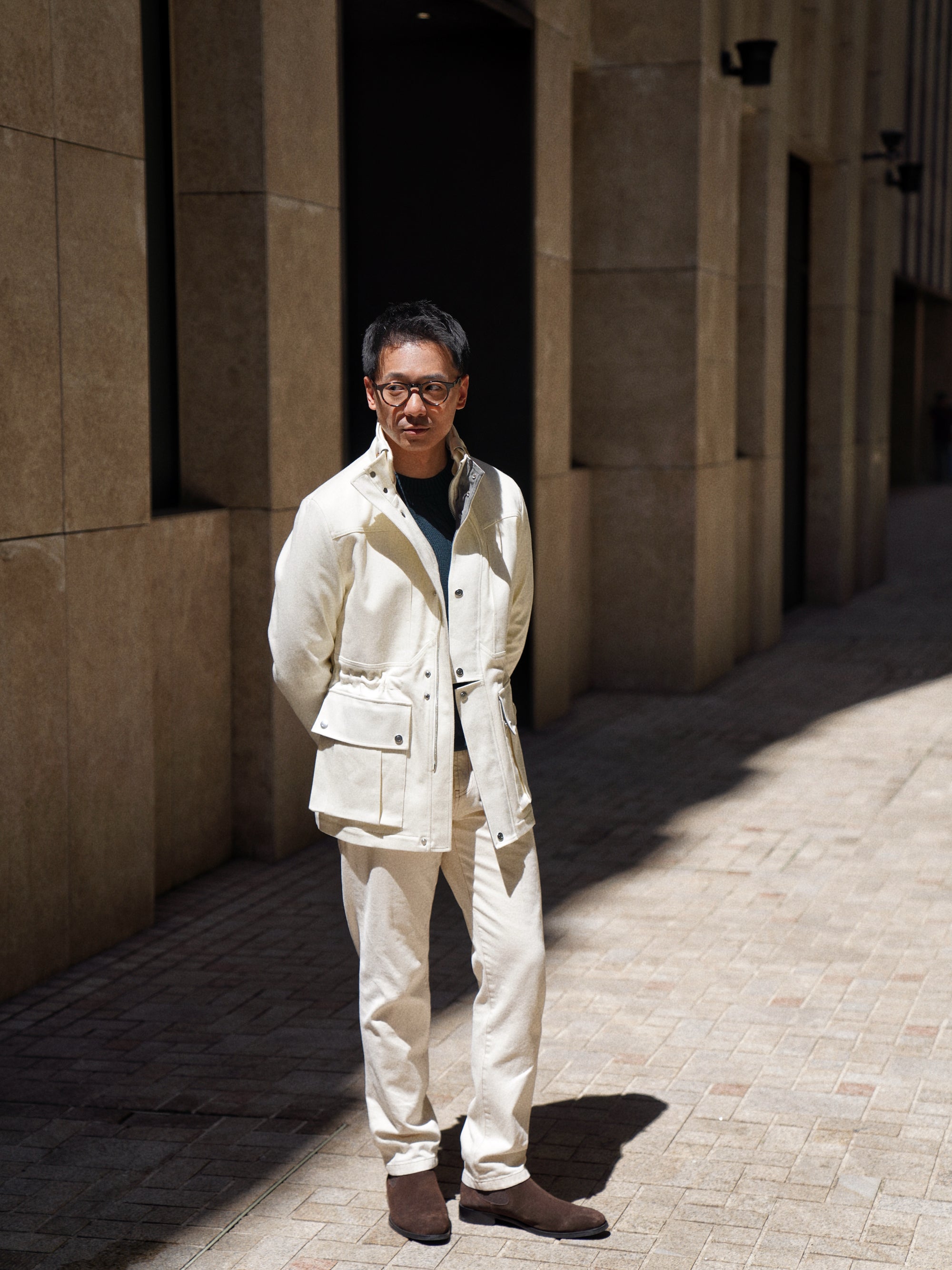 Beige Waterproof Cotton Racing Jacket #370