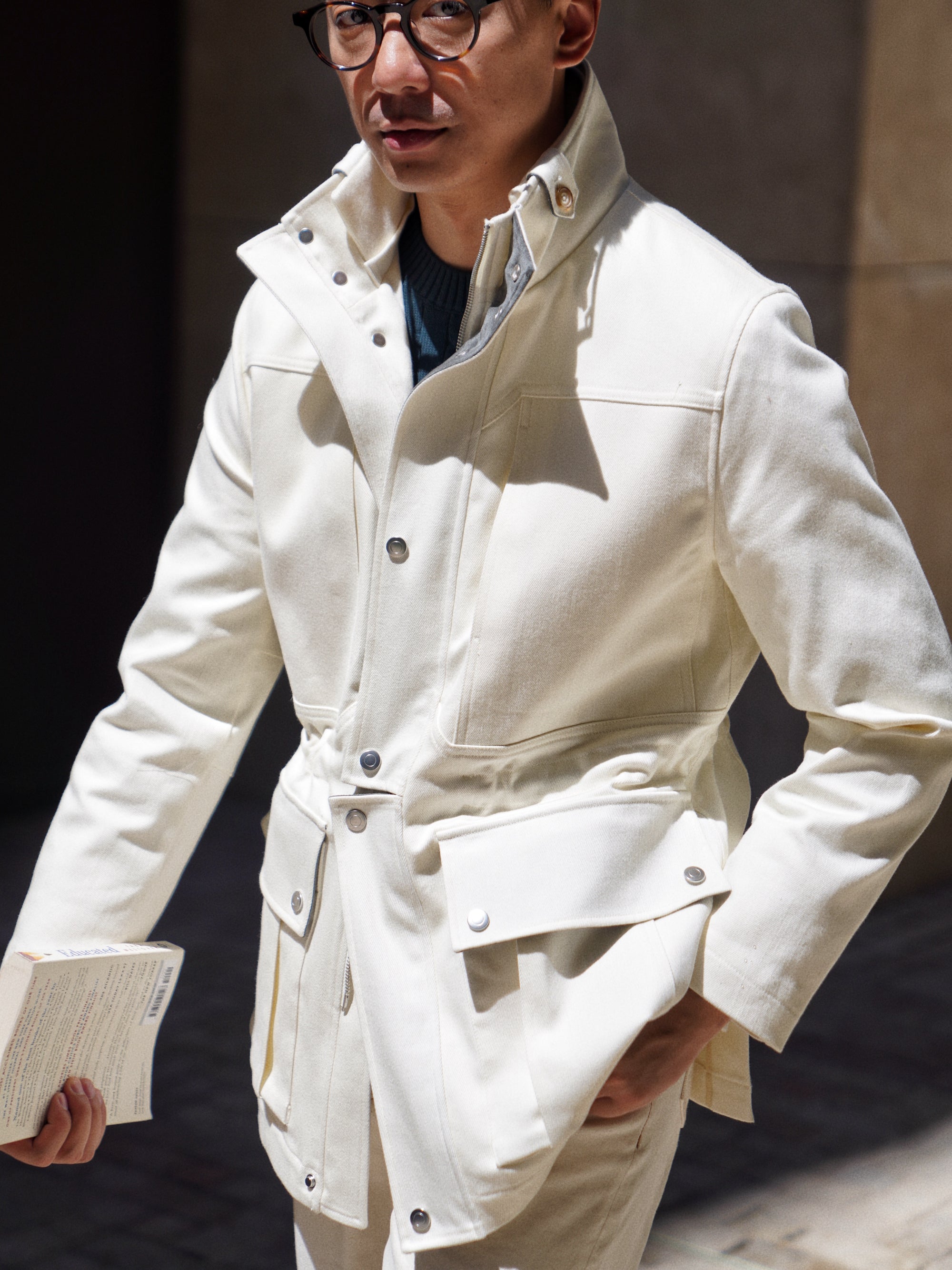 Beige Waterproof Cotton Racing Jacket #370