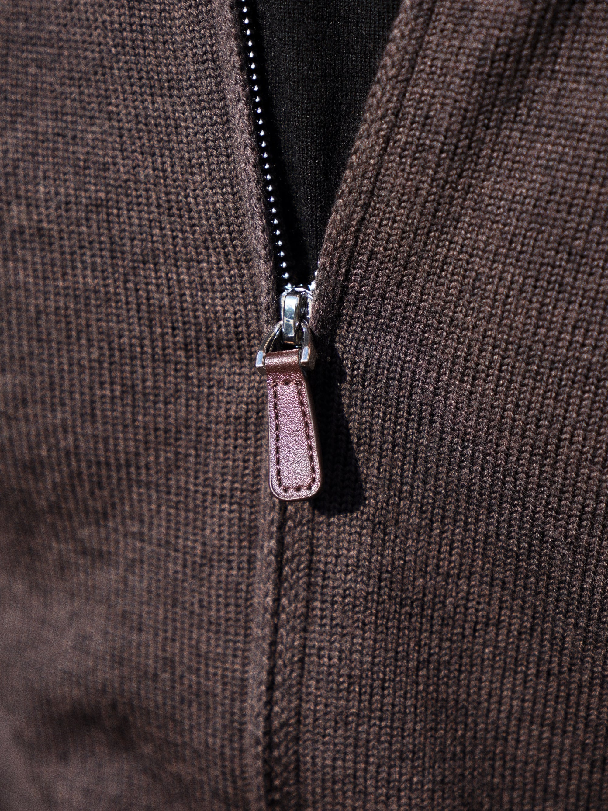 Brown 17 Micron Wool Zip Cardigan
