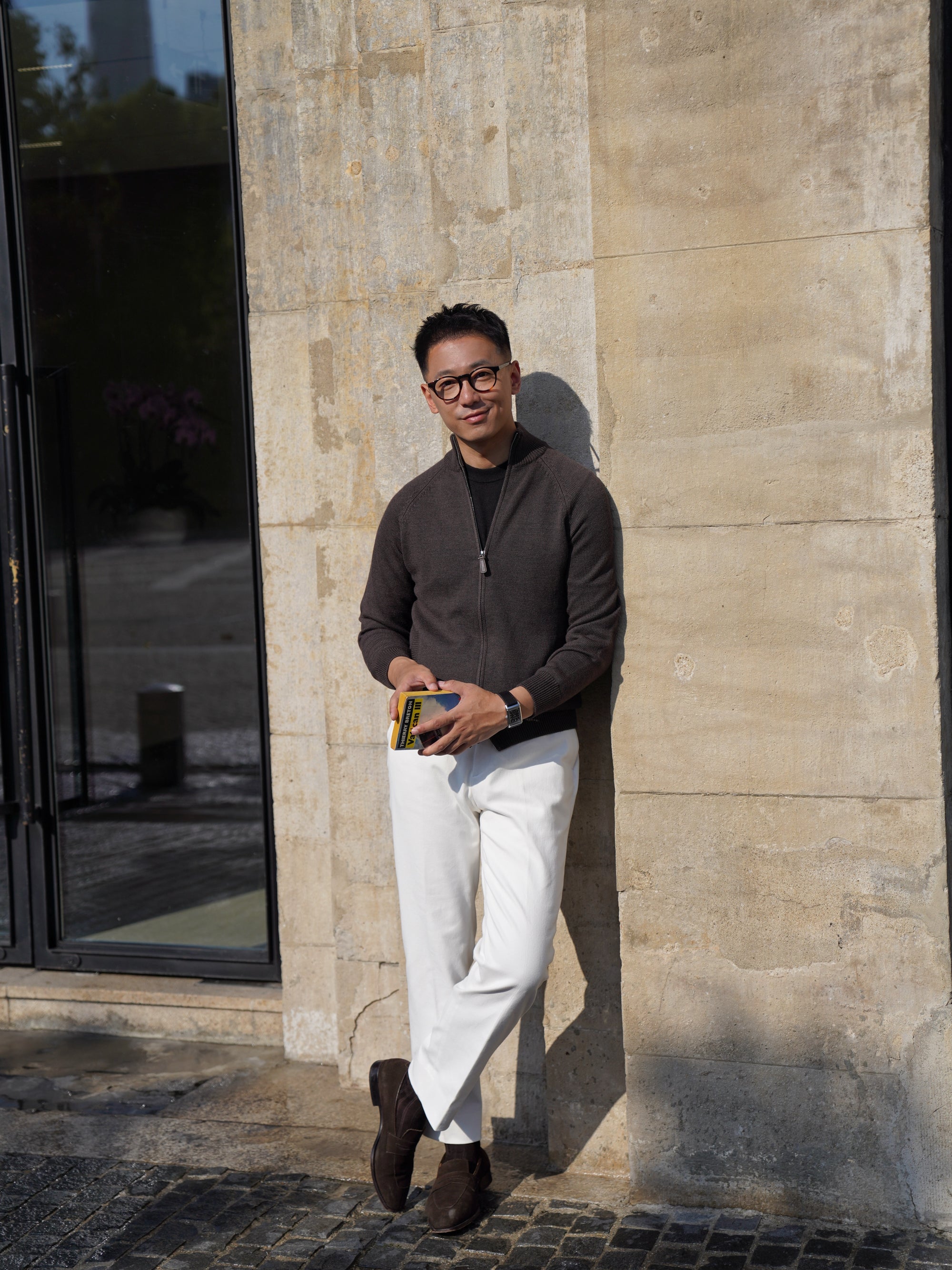 Brown 17 Micron Wool Zip Cardigan