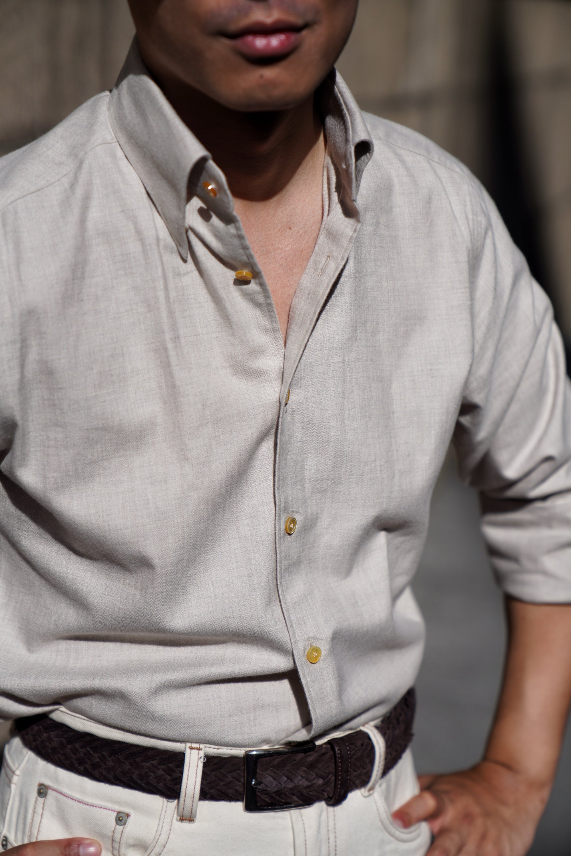 Herringbone Cotton Yakwool Flannel Shirt