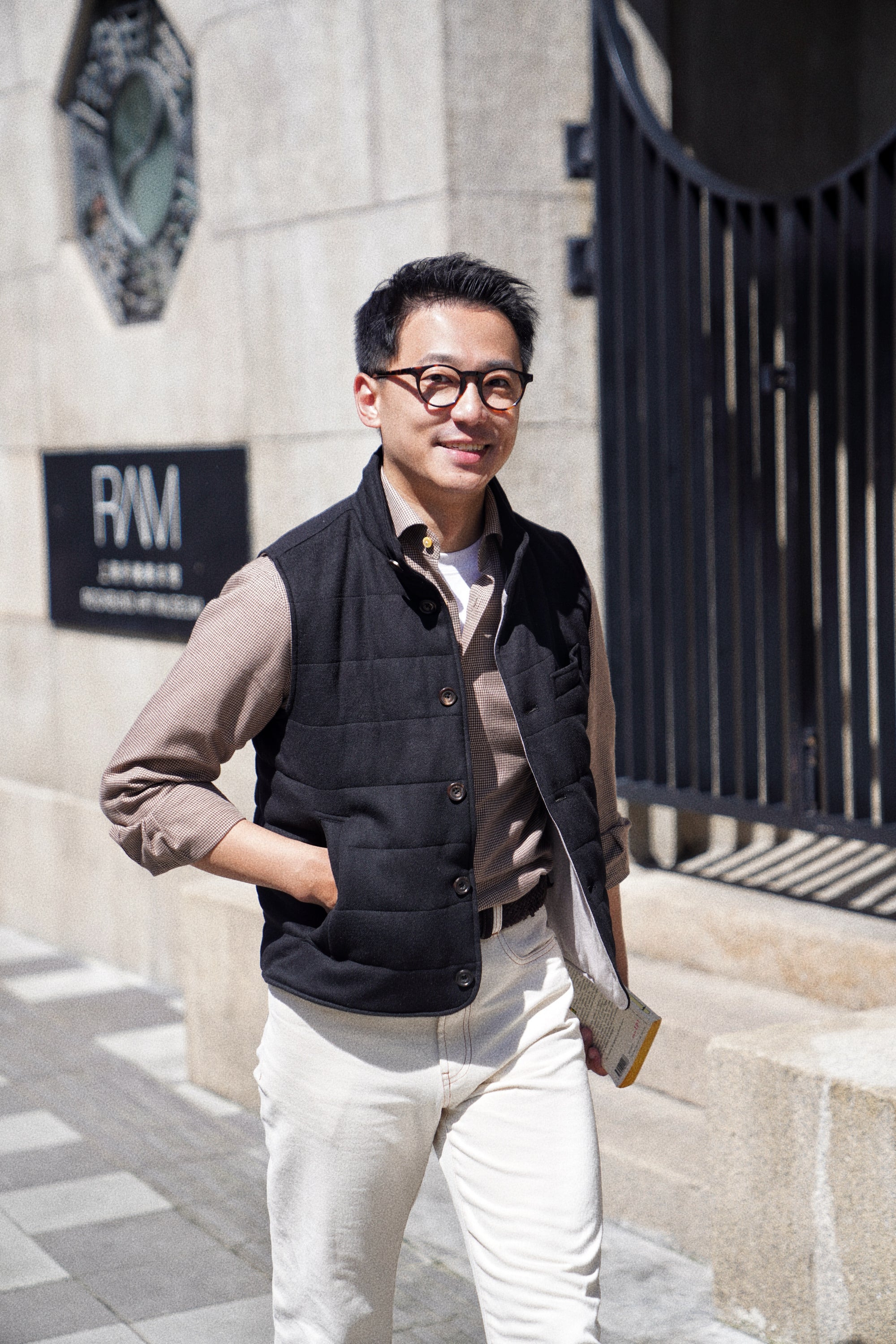 Black Wool Silk Gilet #320