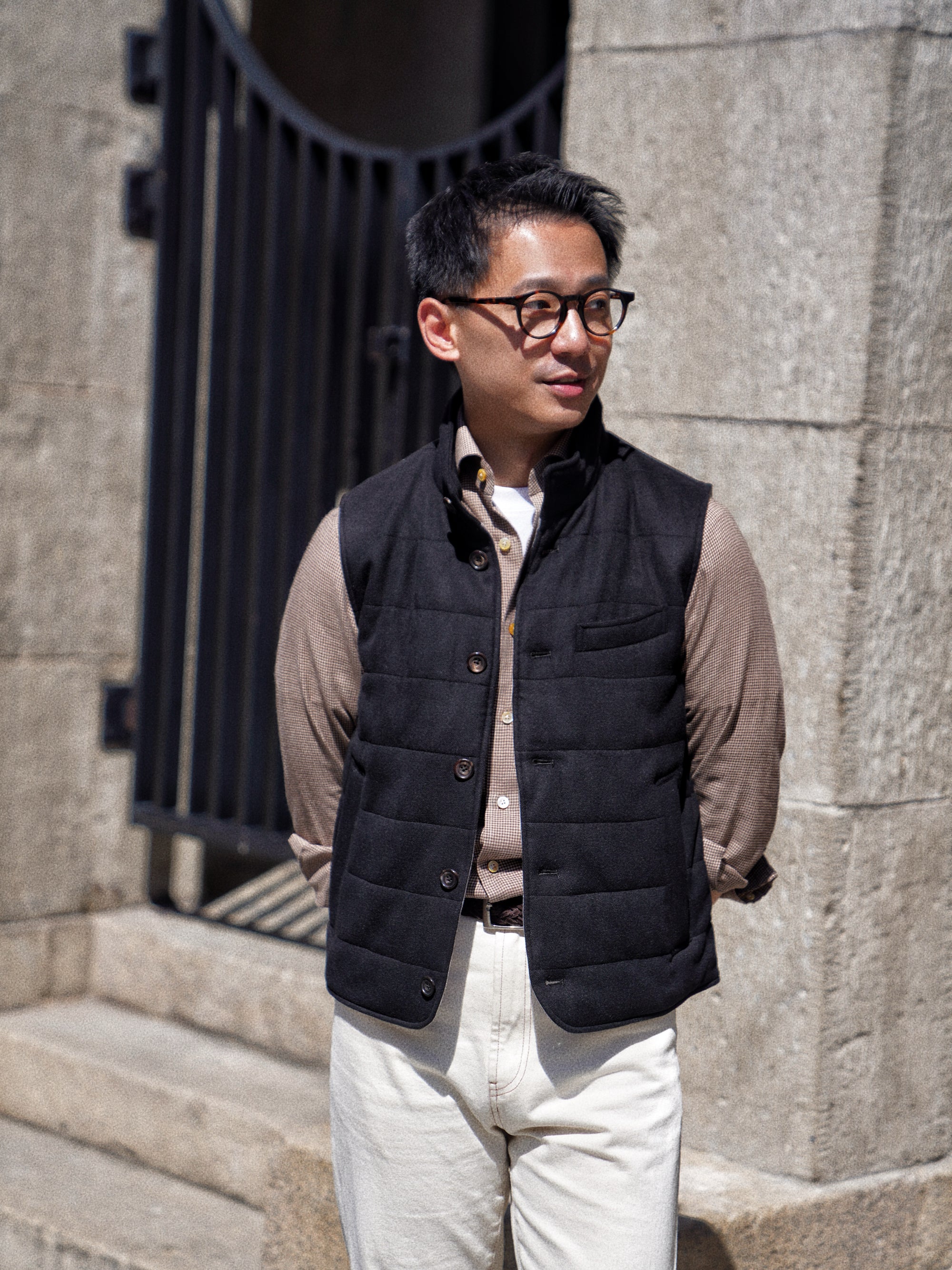 Black Wool Silk Gilet #320