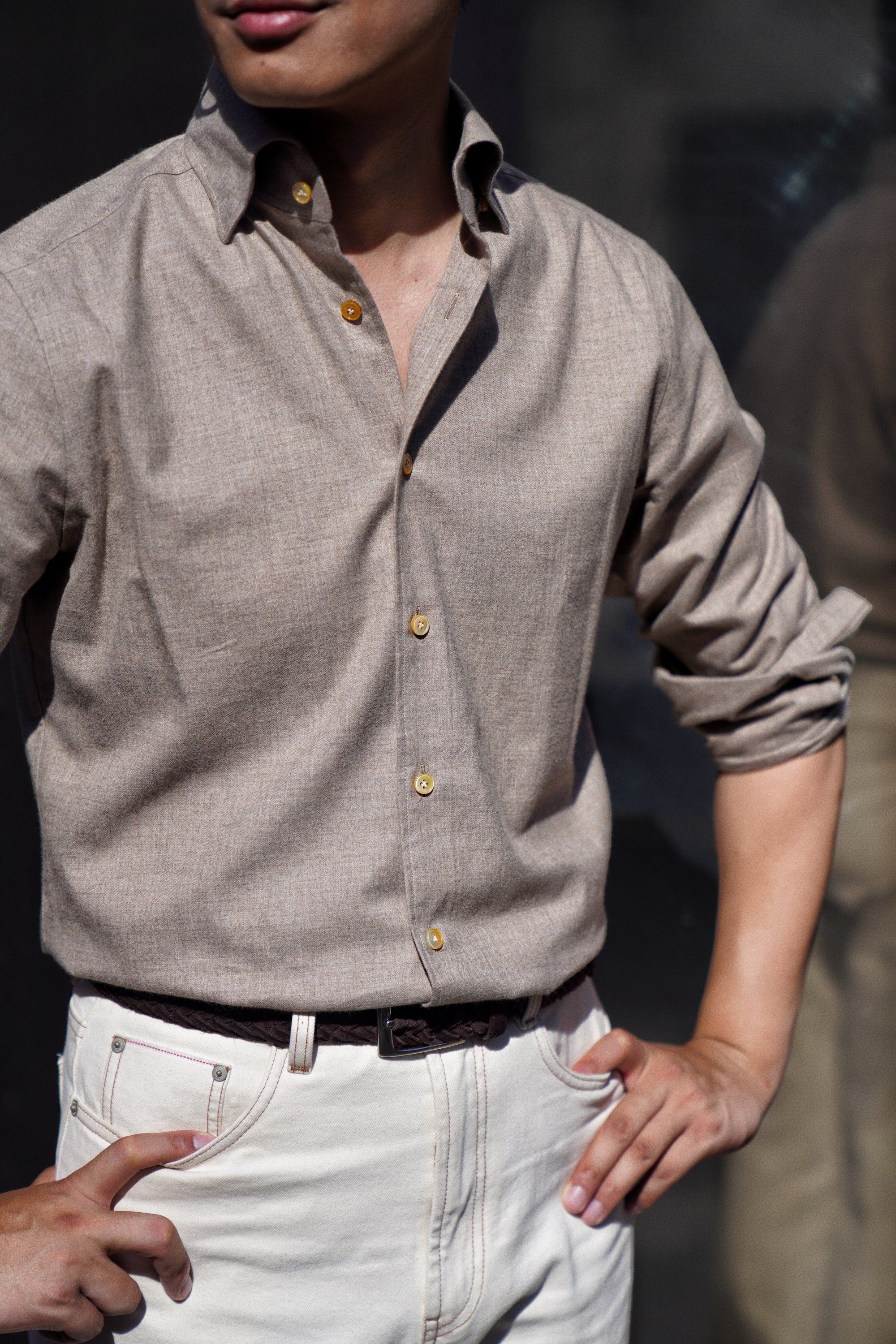 Herringbone Cotton Yakwool Flannel Shirt