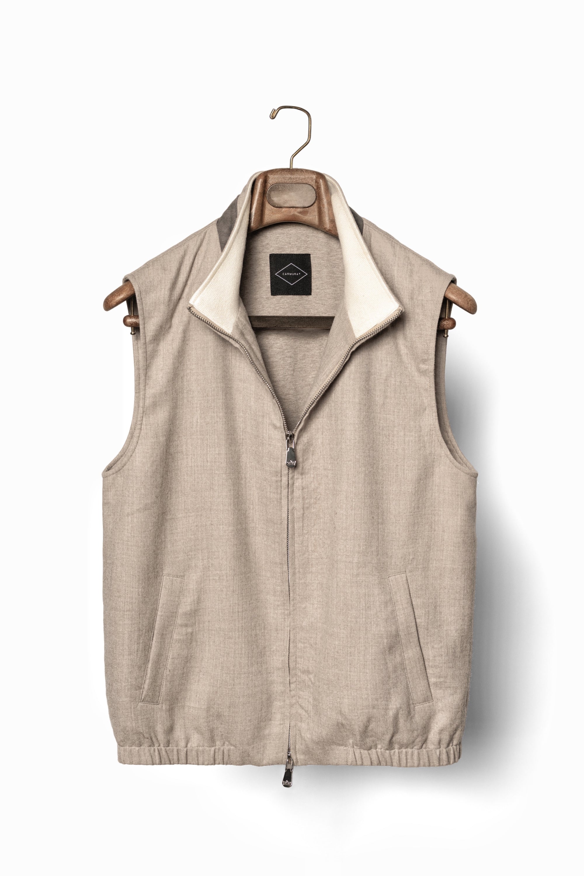 Beige Camel Wool Cashmere Gilet #1034