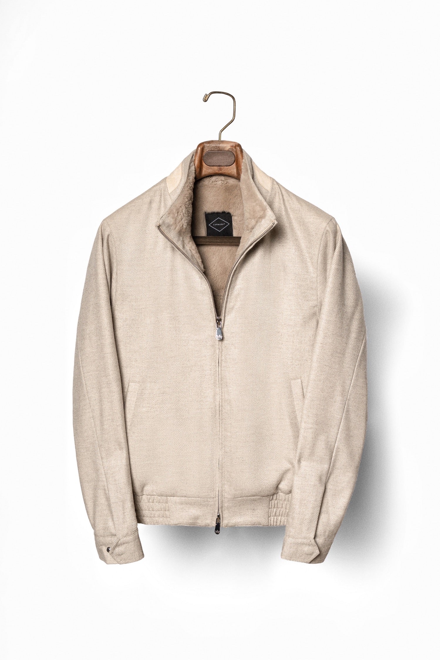 MTO Cereal Wool Cashmere Herringbone Bomber Jacket #1030