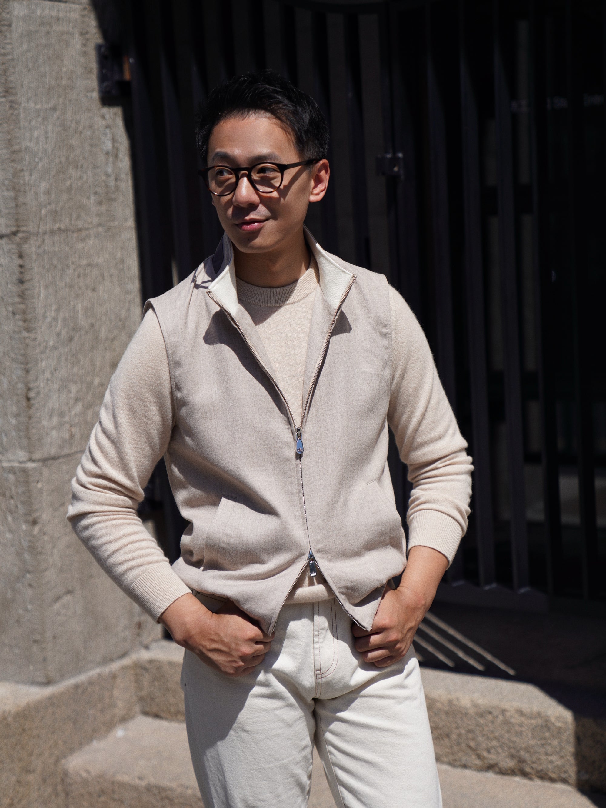 Beige Camel Wool Cashmere Gilet #1034