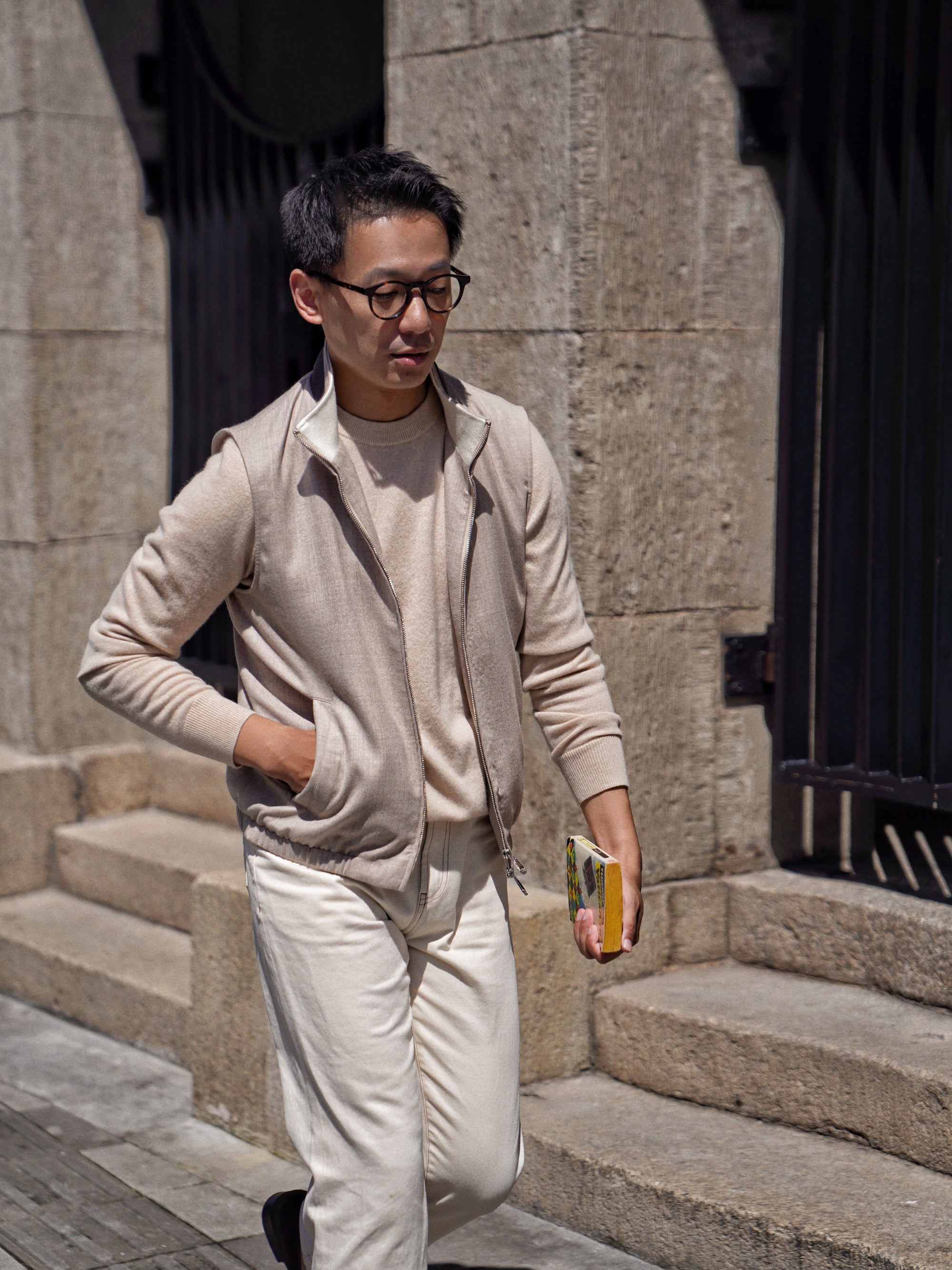 Beige Camel Wool Cashmere Gilet #1034