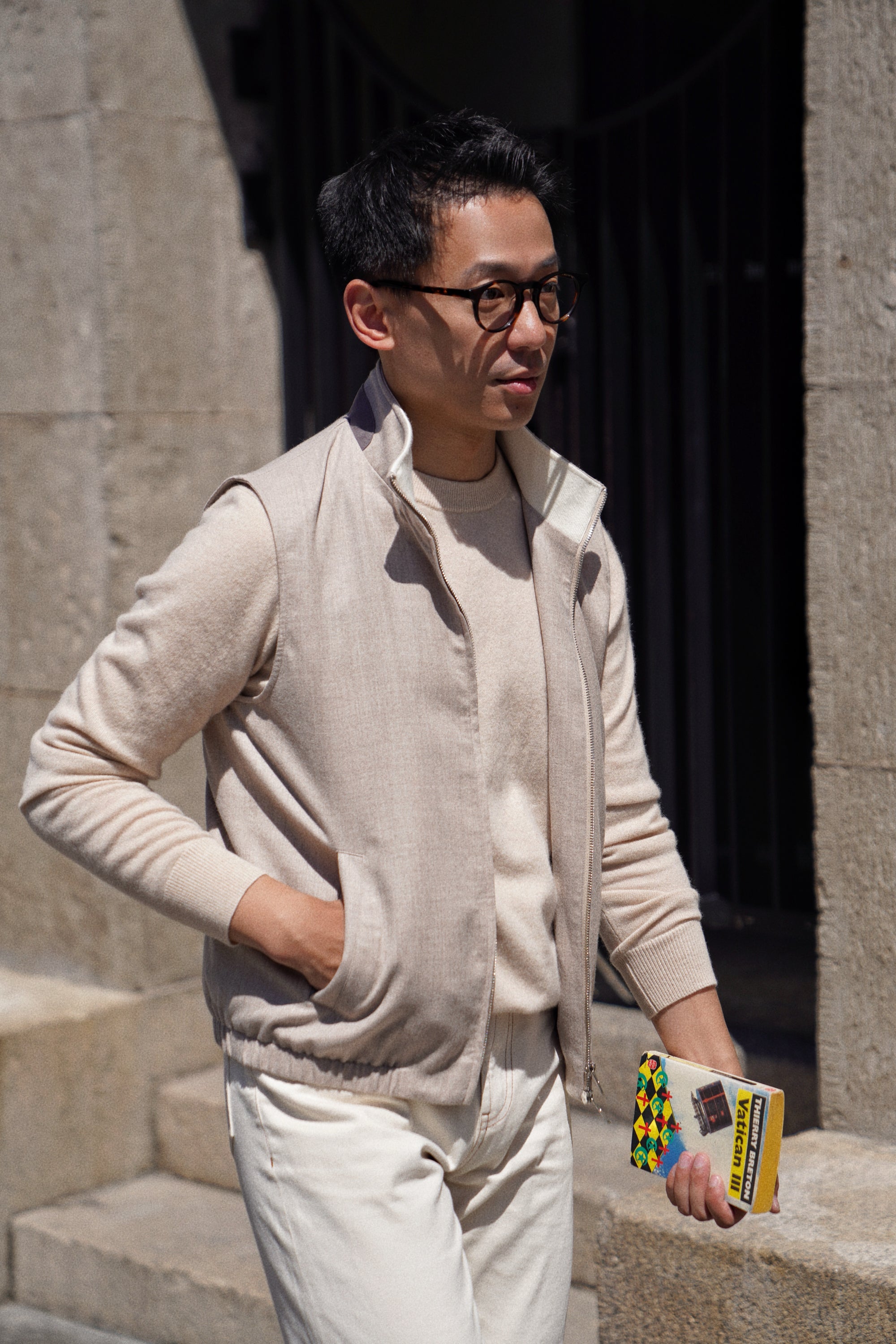 Beige Camel Wool Cashmere Gilet #1034