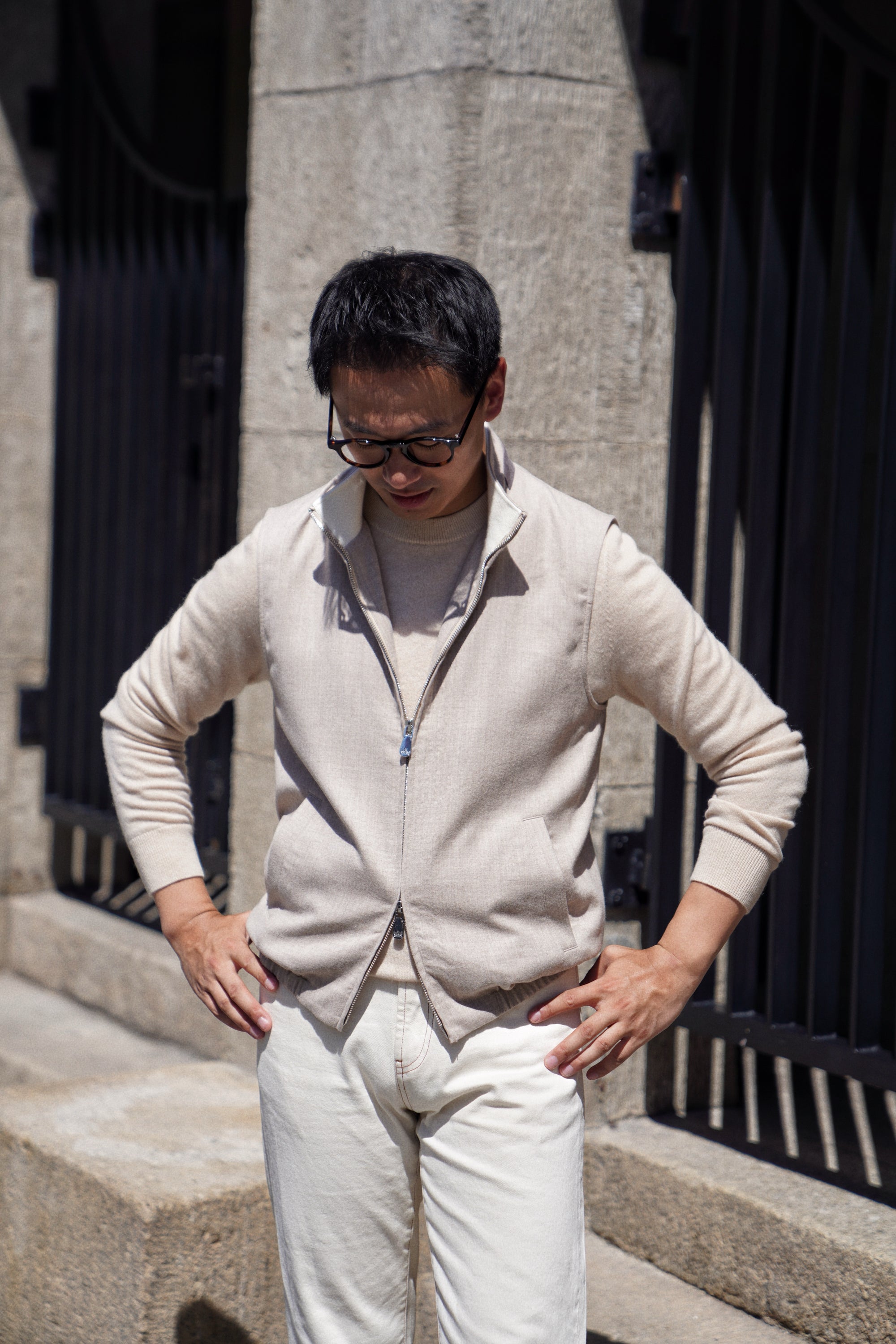 Beige Camel Wool Cashmere Gilet #1034