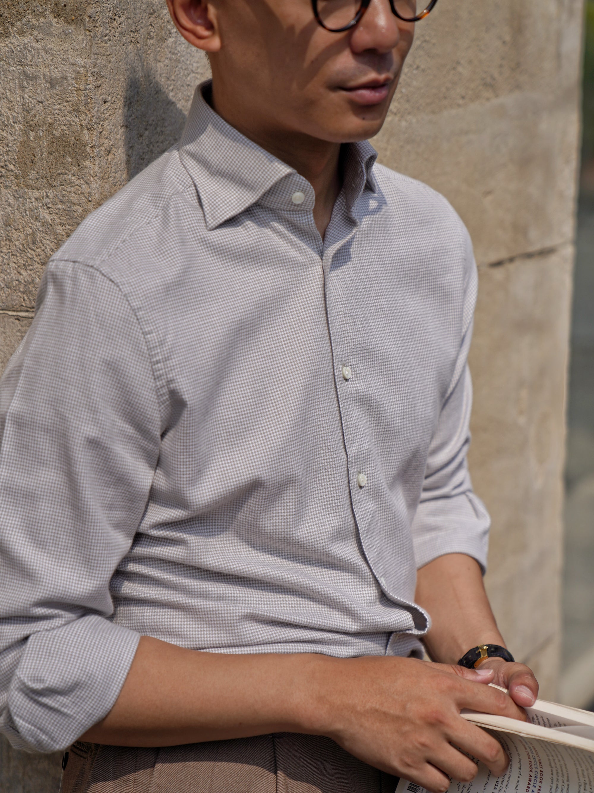 Houndstooth Cotton Yakwool Flannel Shirt 2